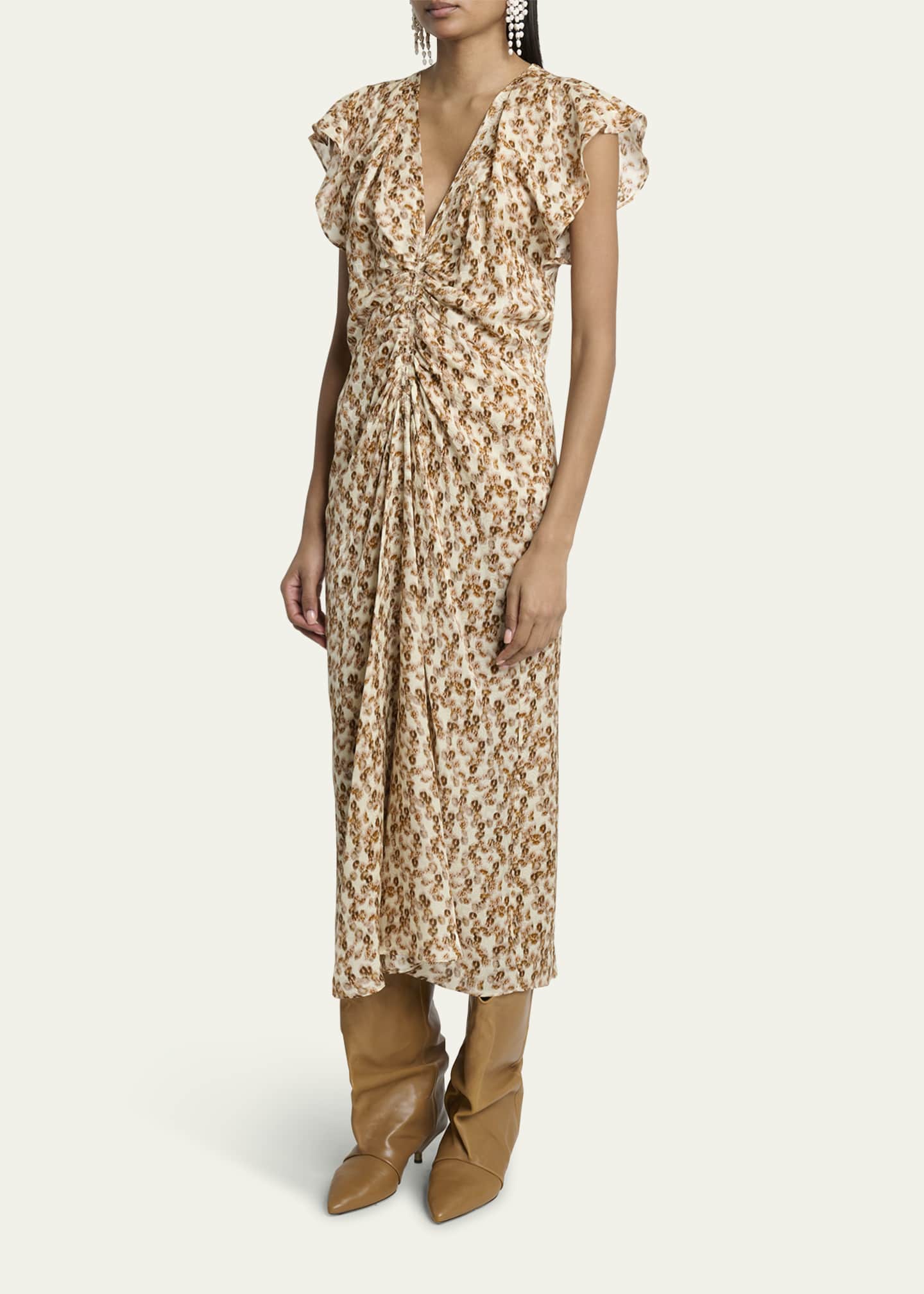 Isabel Marant Lyndsay Dot Jacquard Gathered Dress Image 4 of 5