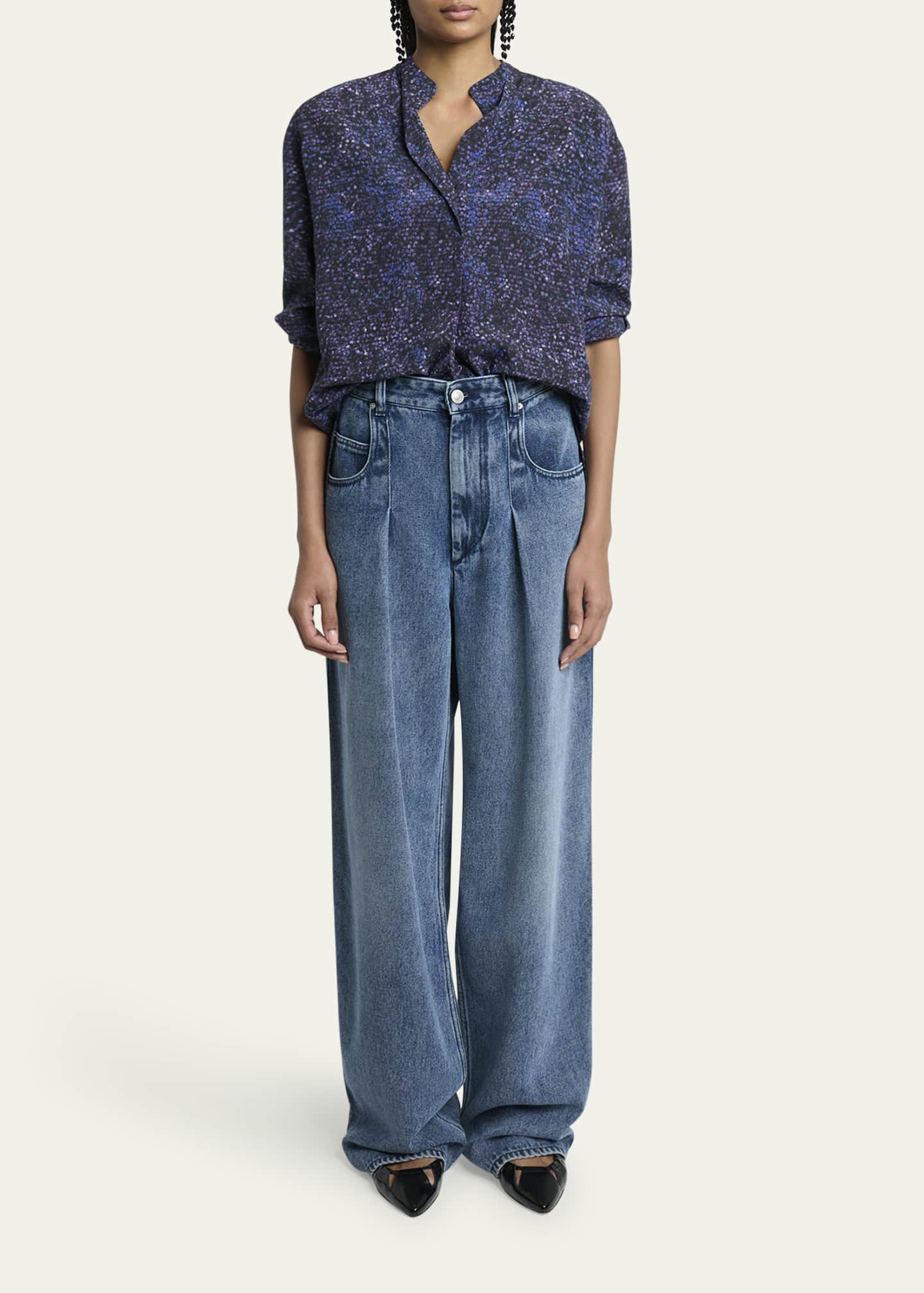 Isabel Marant Sima Mosaic Stretch Silk Top - Bergdorf Goodman