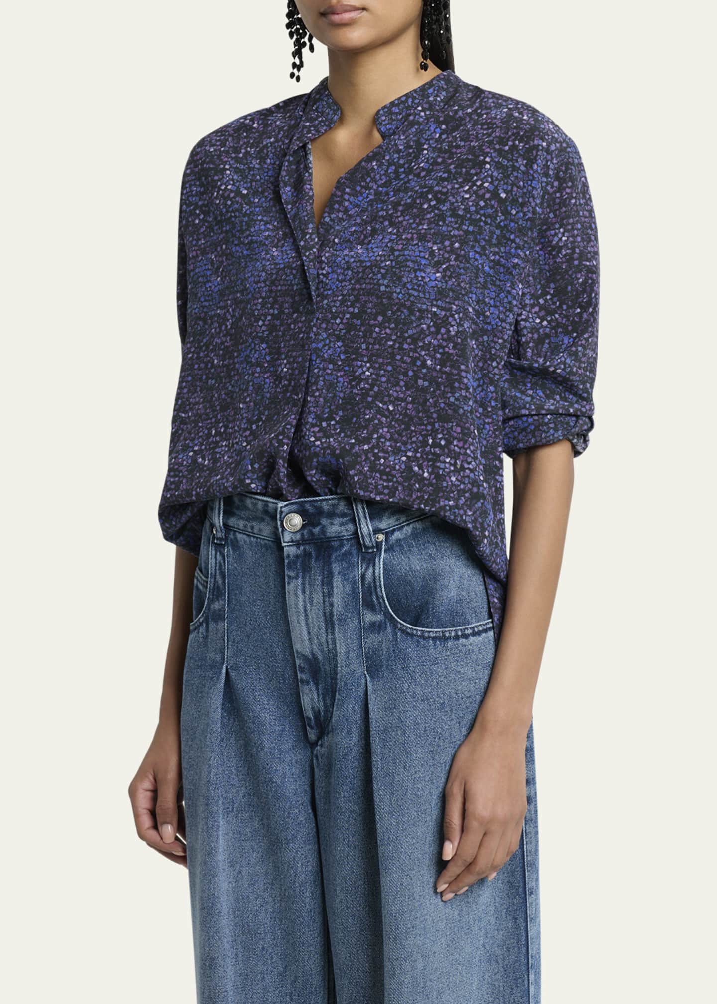 【Isabel Marant】 Rincky stretch-silkトップ Isabel Marant Sima Mosaic Stretch Silk Top - Bergdorf Goodman