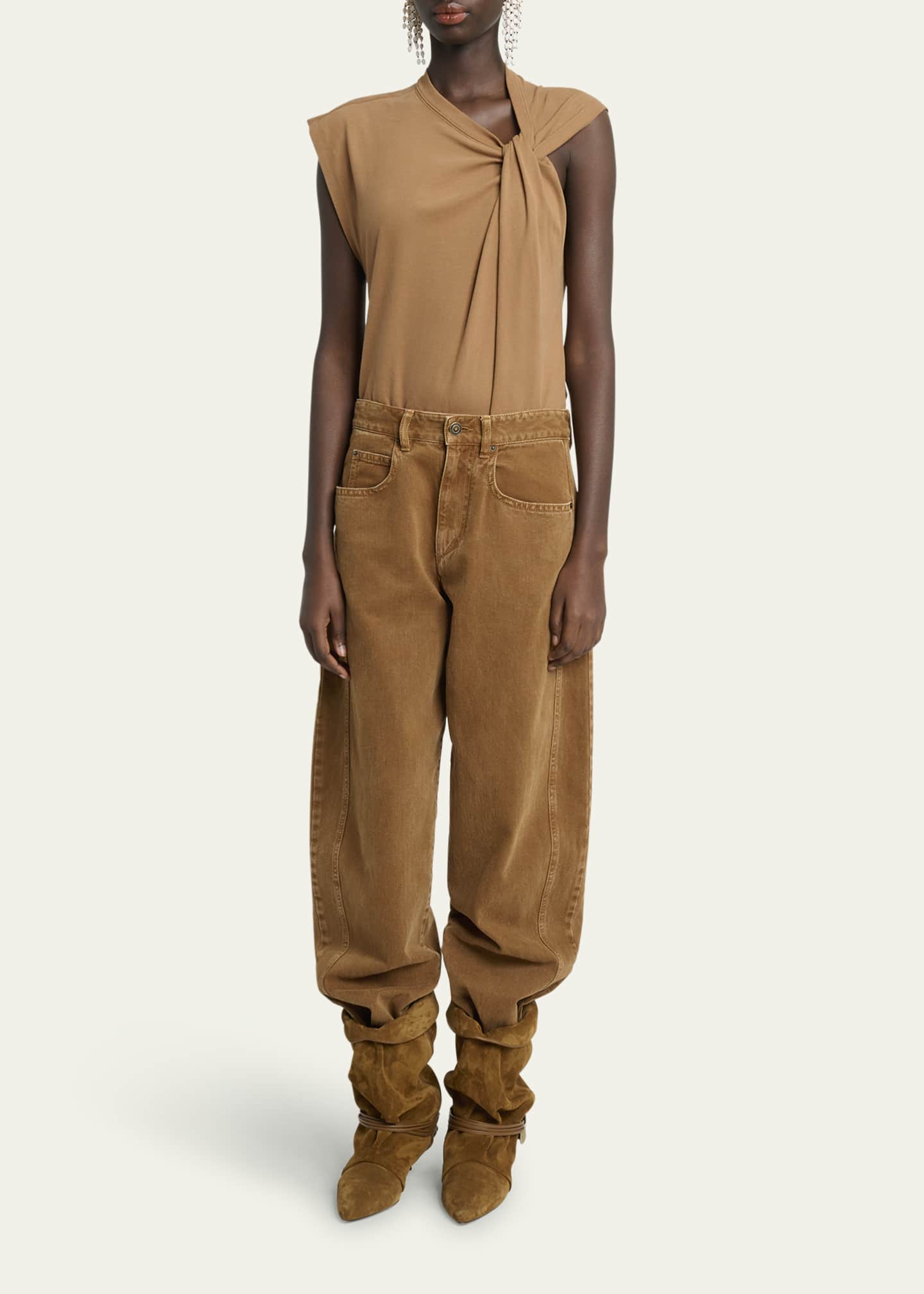 Tシャツ・カットソー Isabel Marant Asymmetrical Nayda T-Shirt With Ochre Print Isabel Marant Nayda Asymmetric Cotton T-Shirt - Bergdorf Goodman