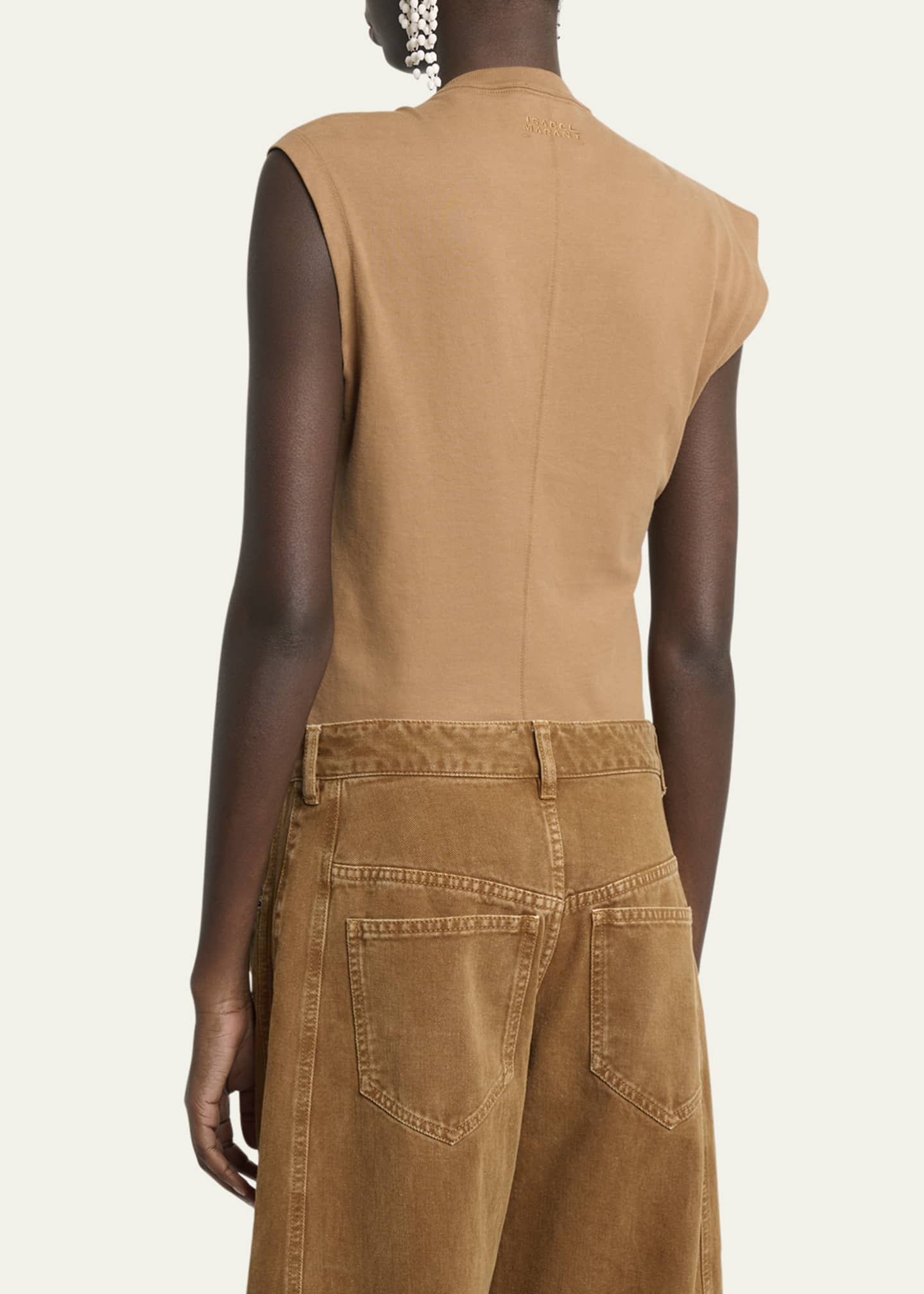 Tシャツ・カットソー Isabel Marant Asymmetrical Nayda T-Shirt With Ochre Print Isabel Marant Nayda Asymmetric Cotton T-Shirt - Bergdorf Goodman