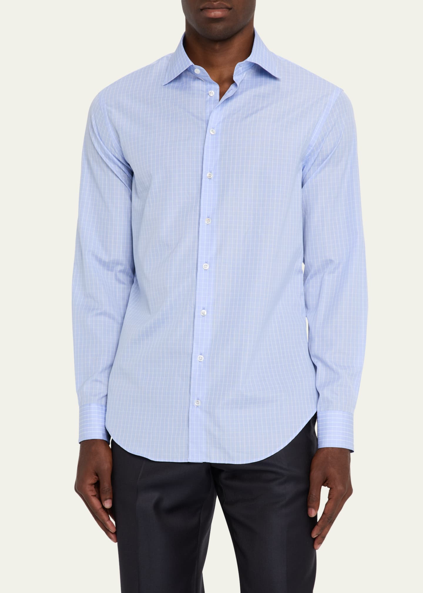 Giorgio Armani Men's Cotton Grid Check Dress Shirt Image 4 of 5