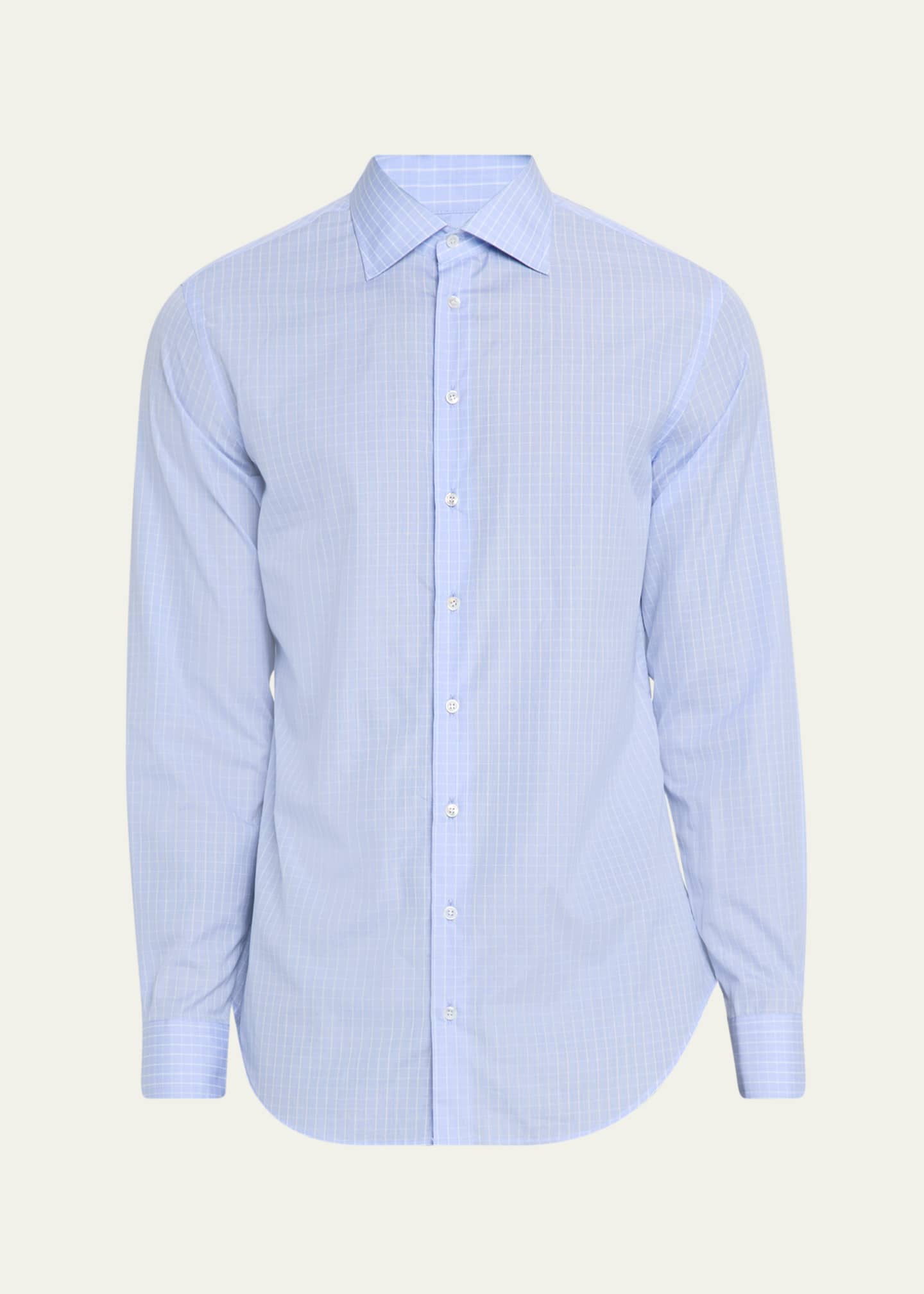Giorgio Armani Men's Cotton Grid Check Dress Shirt Image 1 of 5