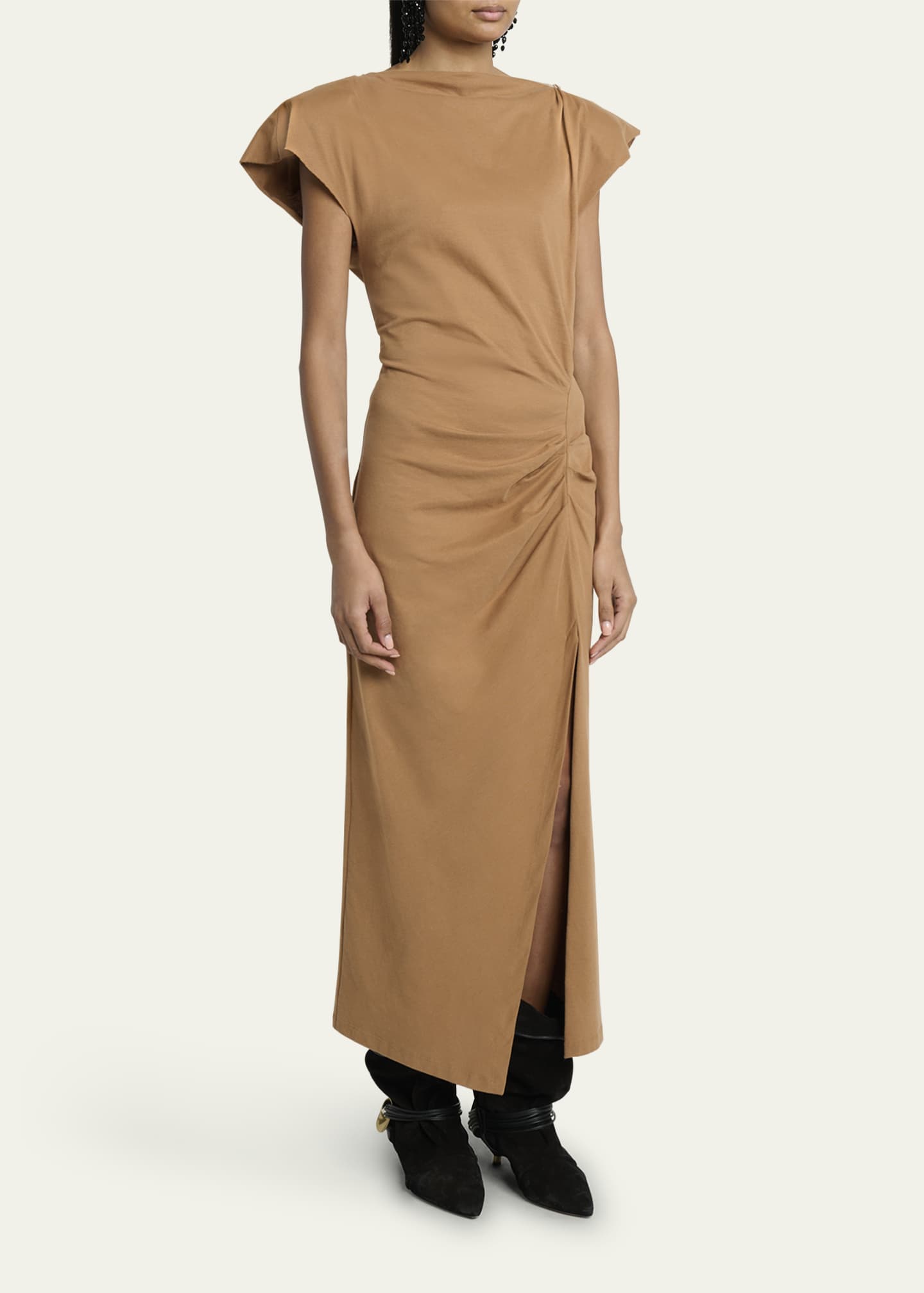 Isabel Marant Nadela Ruched Cotton Jersey Dress Image 4 of 5
