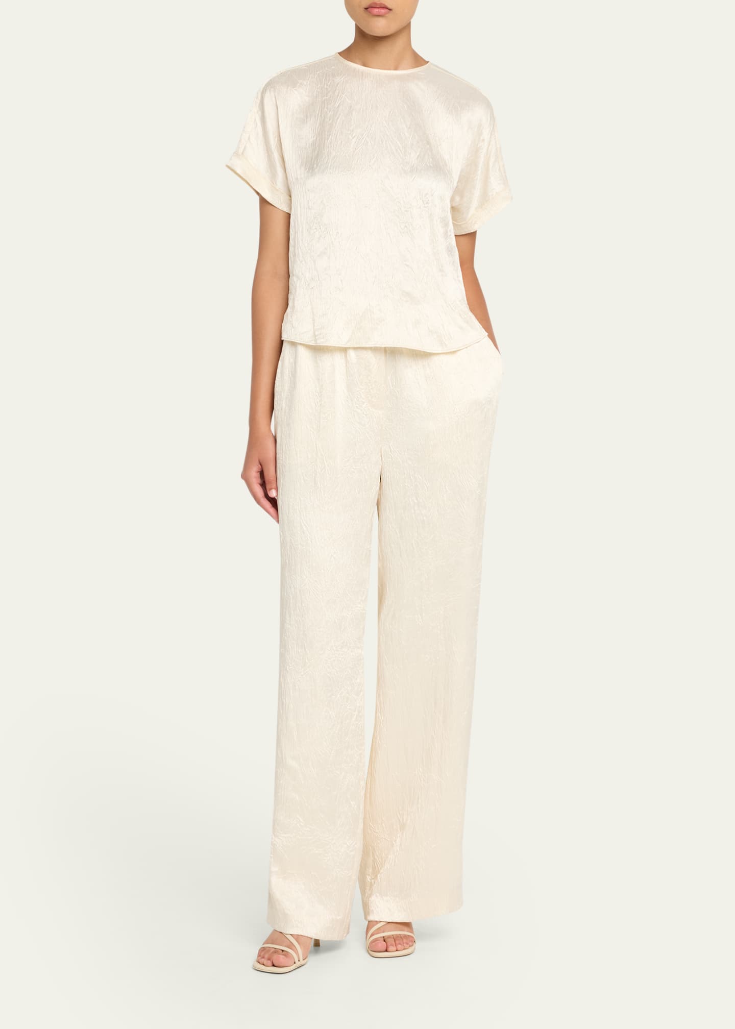 SIMKHAI Elliat Crinkled Satin Drawstring Pants Image 2 of 5