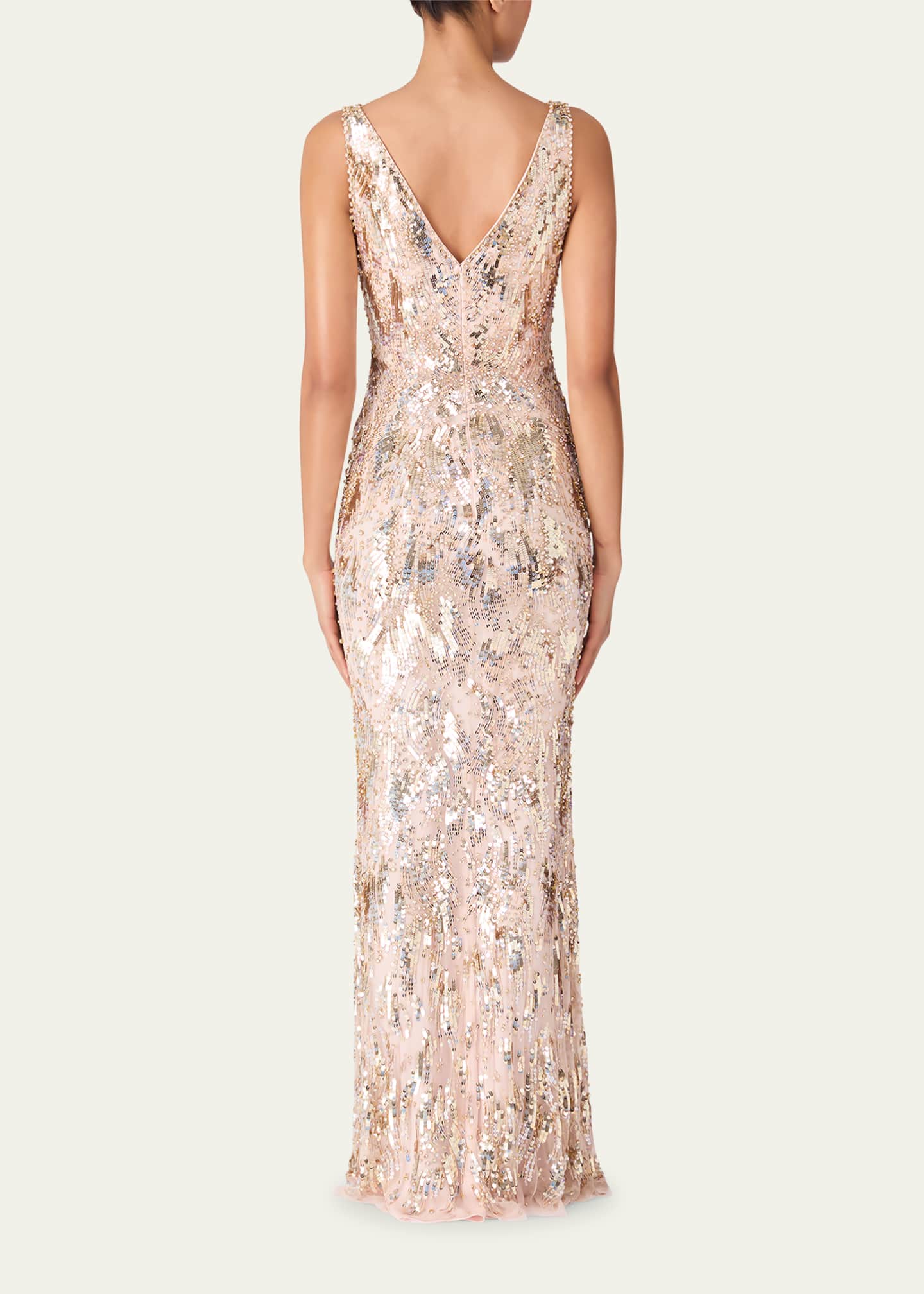 Jenny Packham Marion Embellished Plunging Column Gown Image 3 of 3
