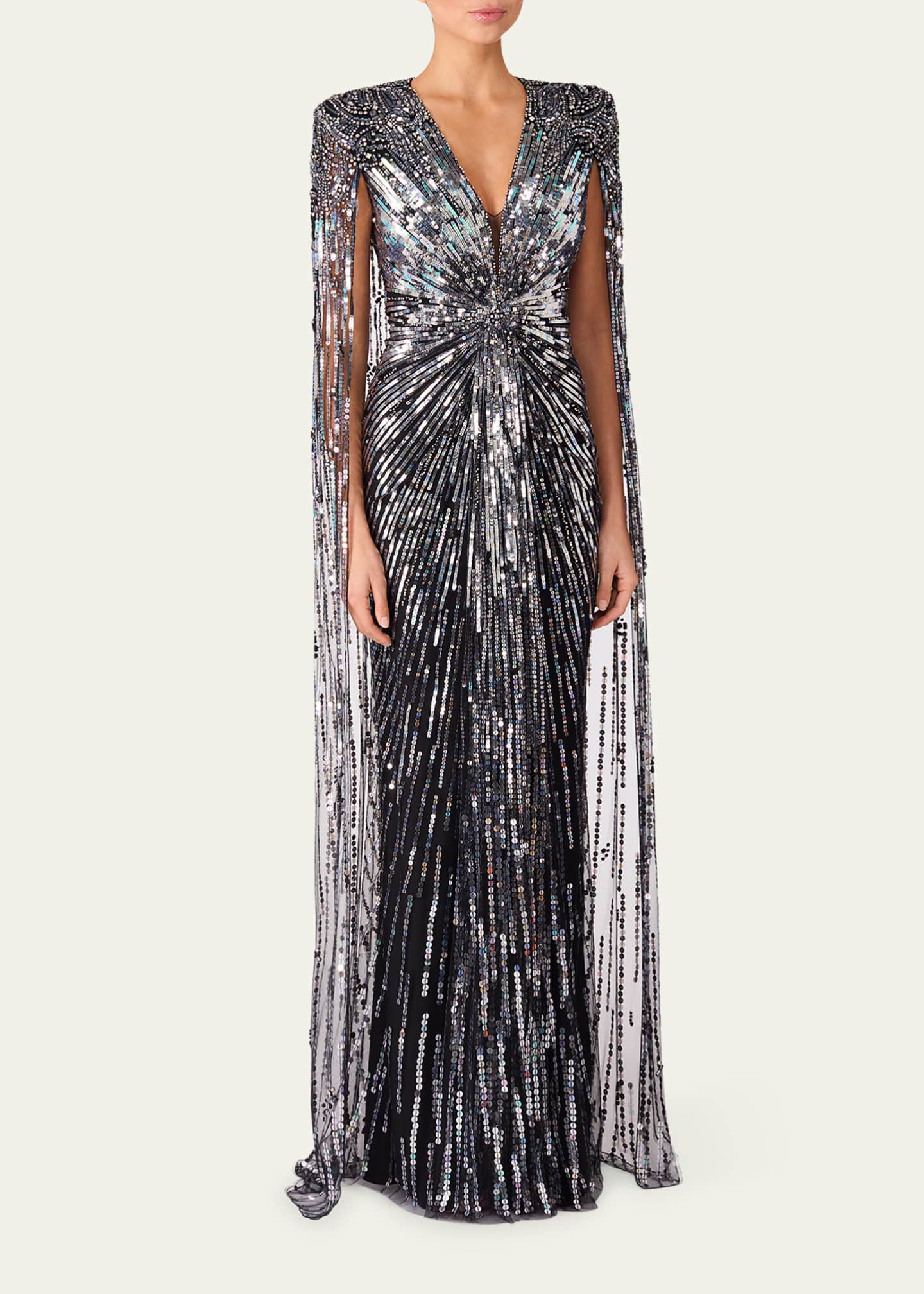 Jenny Packham Gold Rush Embellished Cape Gown Image 2 of 3