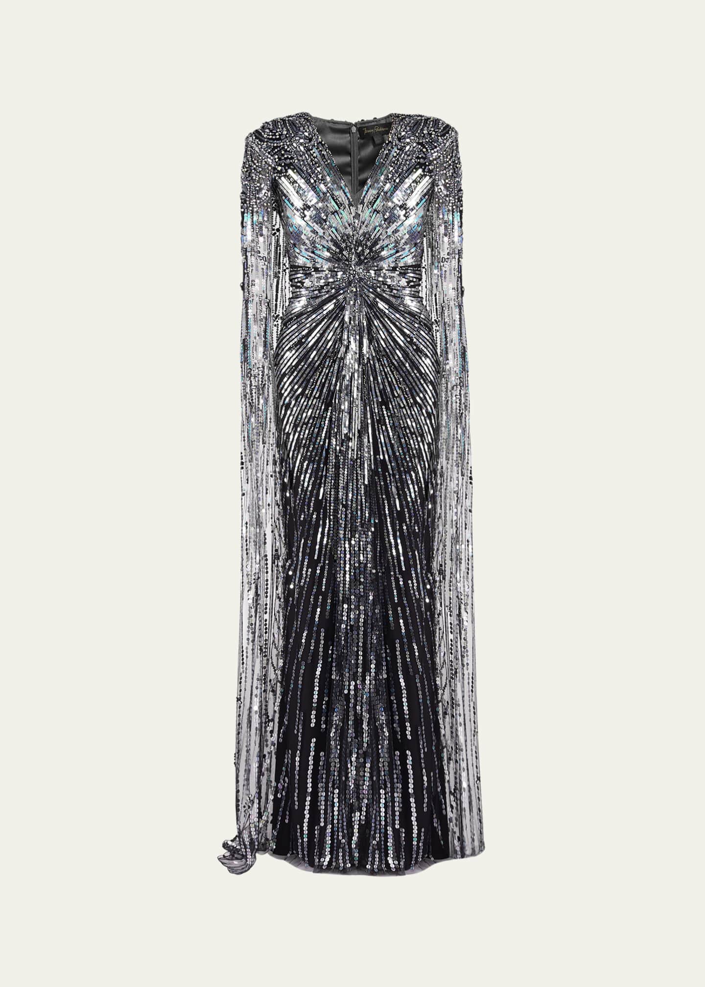 Jenny Packham Gold Rush Embellished Cape Gown Image 1 of 3