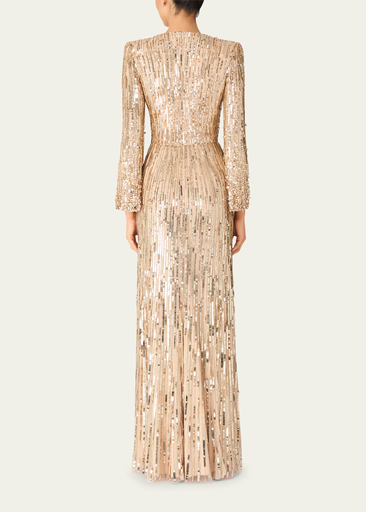 Jenny Packham Cosmos Sequined Strong-Shoulder Gown Image 3 of 3