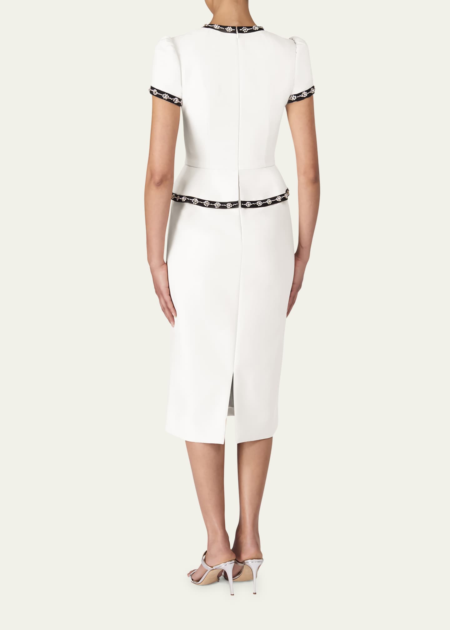 Jenny Packham Bisou Crystal Bow Peplum Midi Dress Image 3 of 4