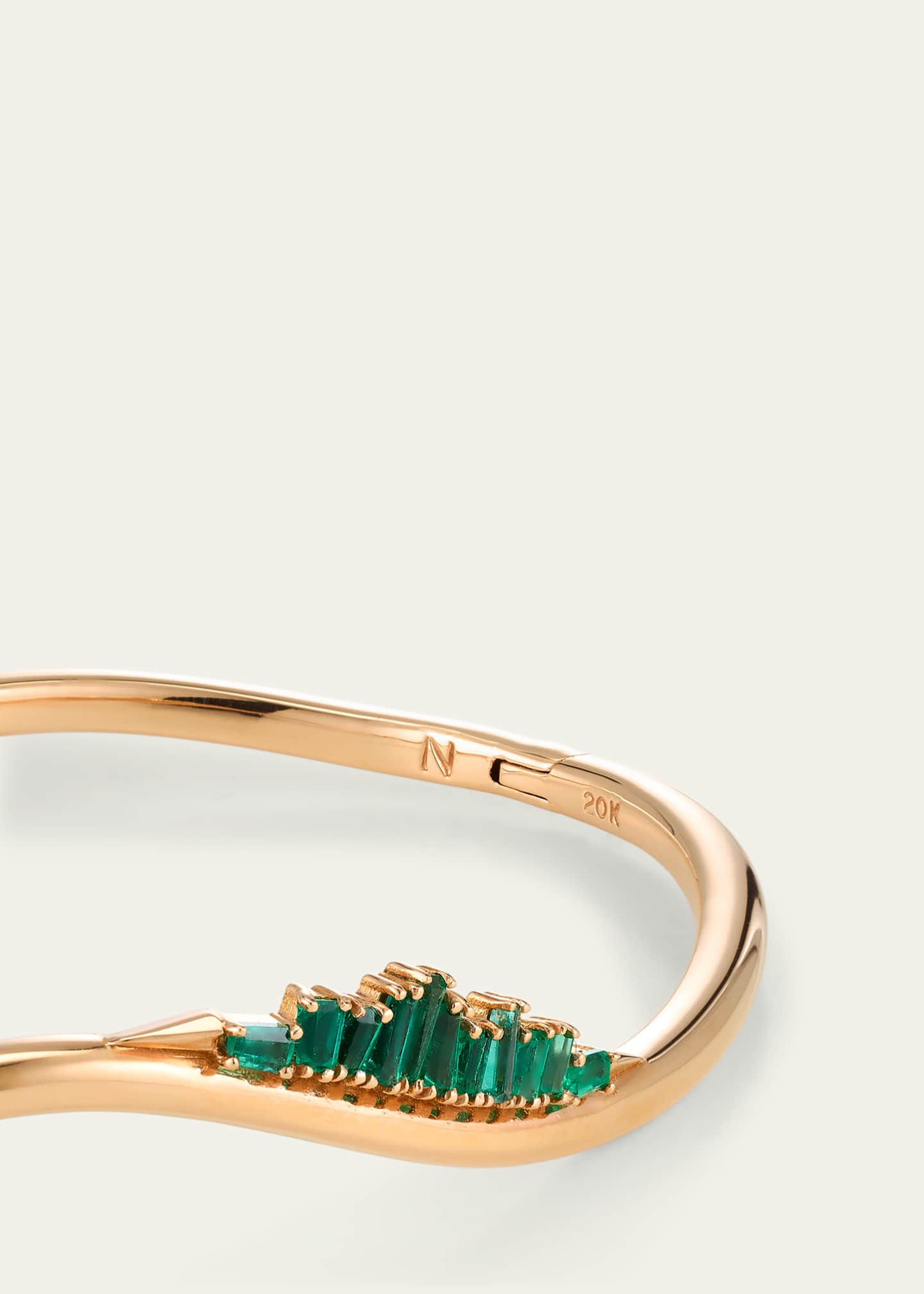 Nak Armstrong 20K Rose Gold Twisted Cuff Bracelet with Emeralds Image 3 of 4