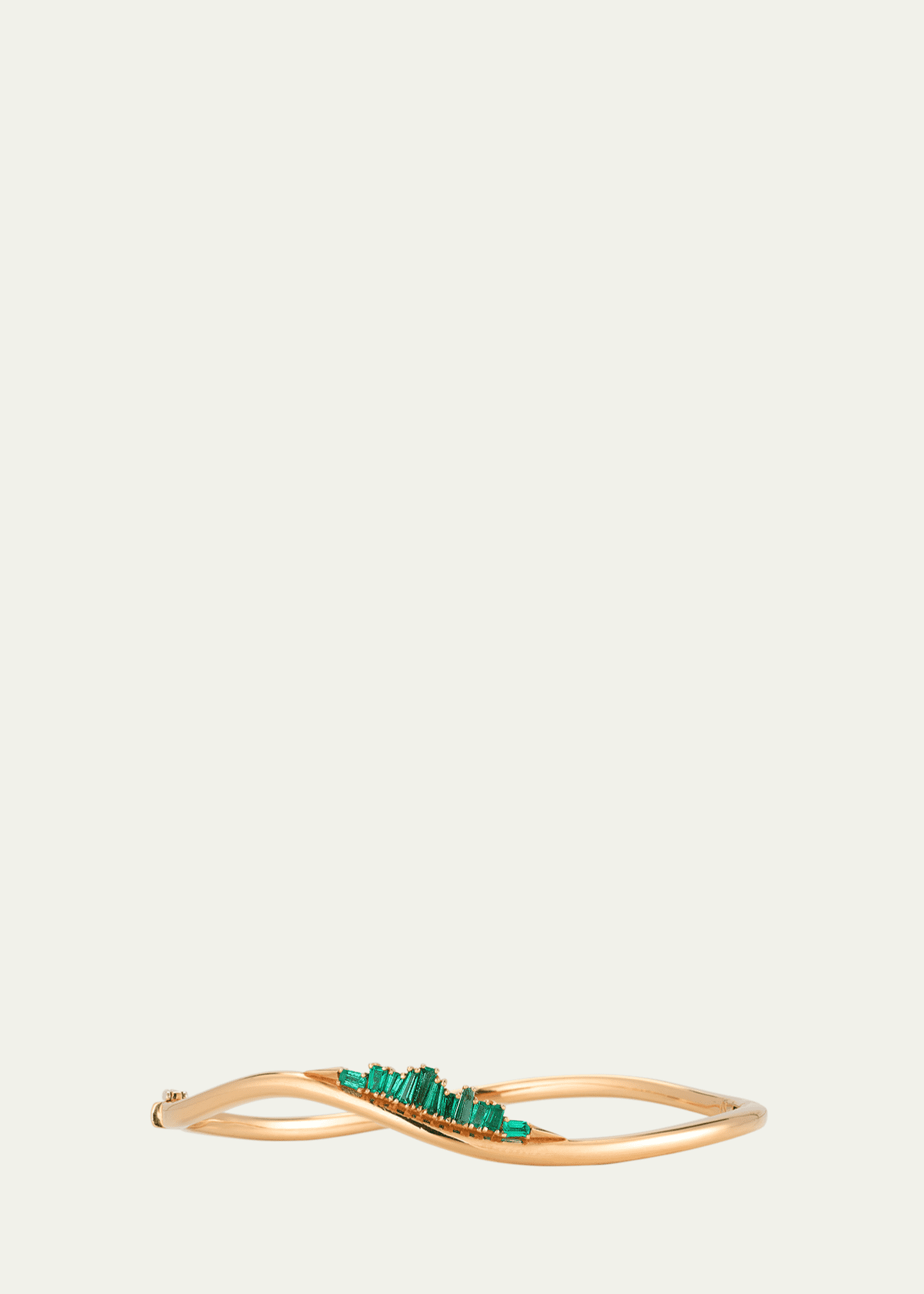 Nak Armstrong 20K Rose Gold Twisted Cuff Bracelet with Emeralds Image 1 of 4