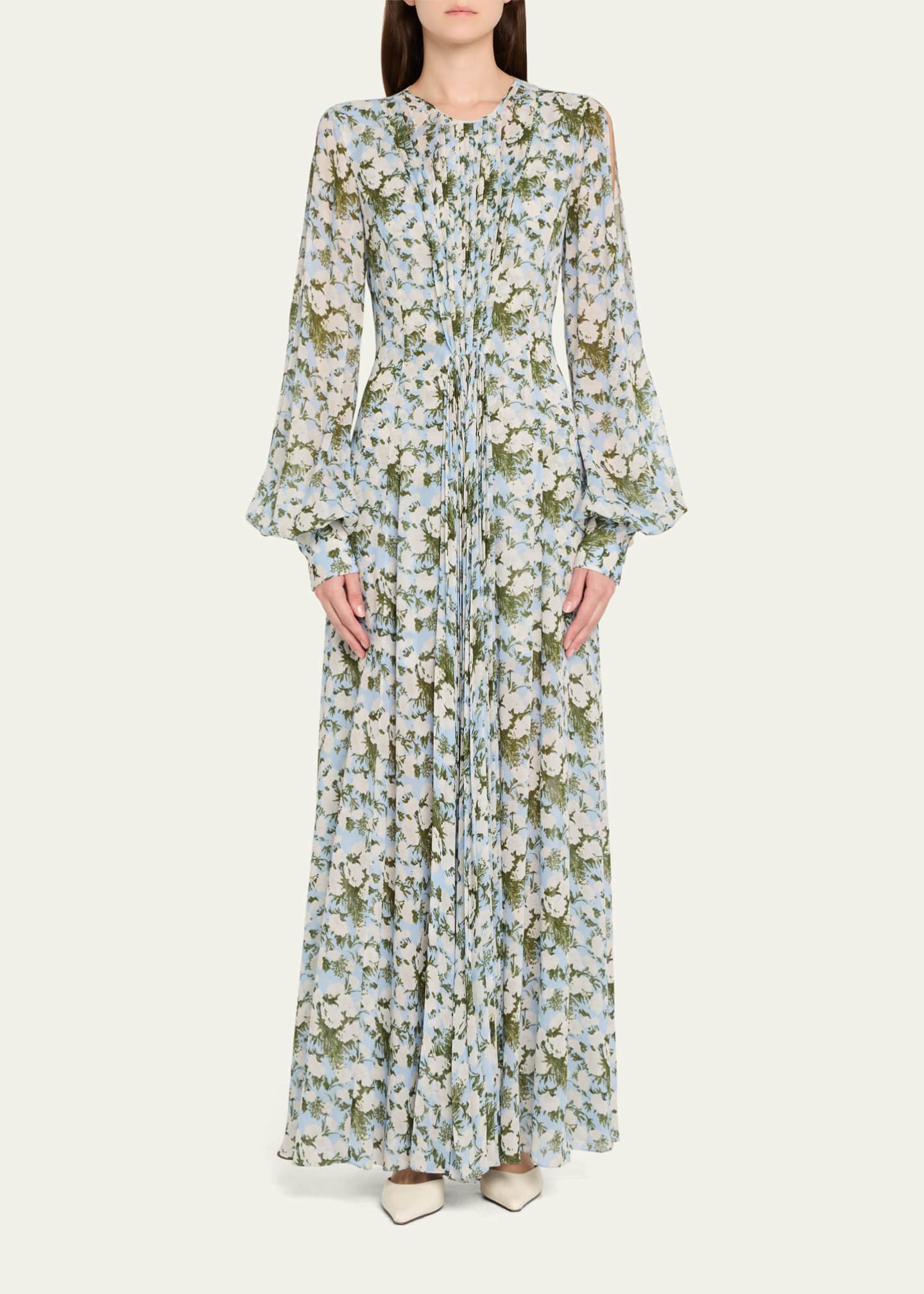 Prabal Gurung Long-Sleeve Floral Maxi Dress Image 2 of 5