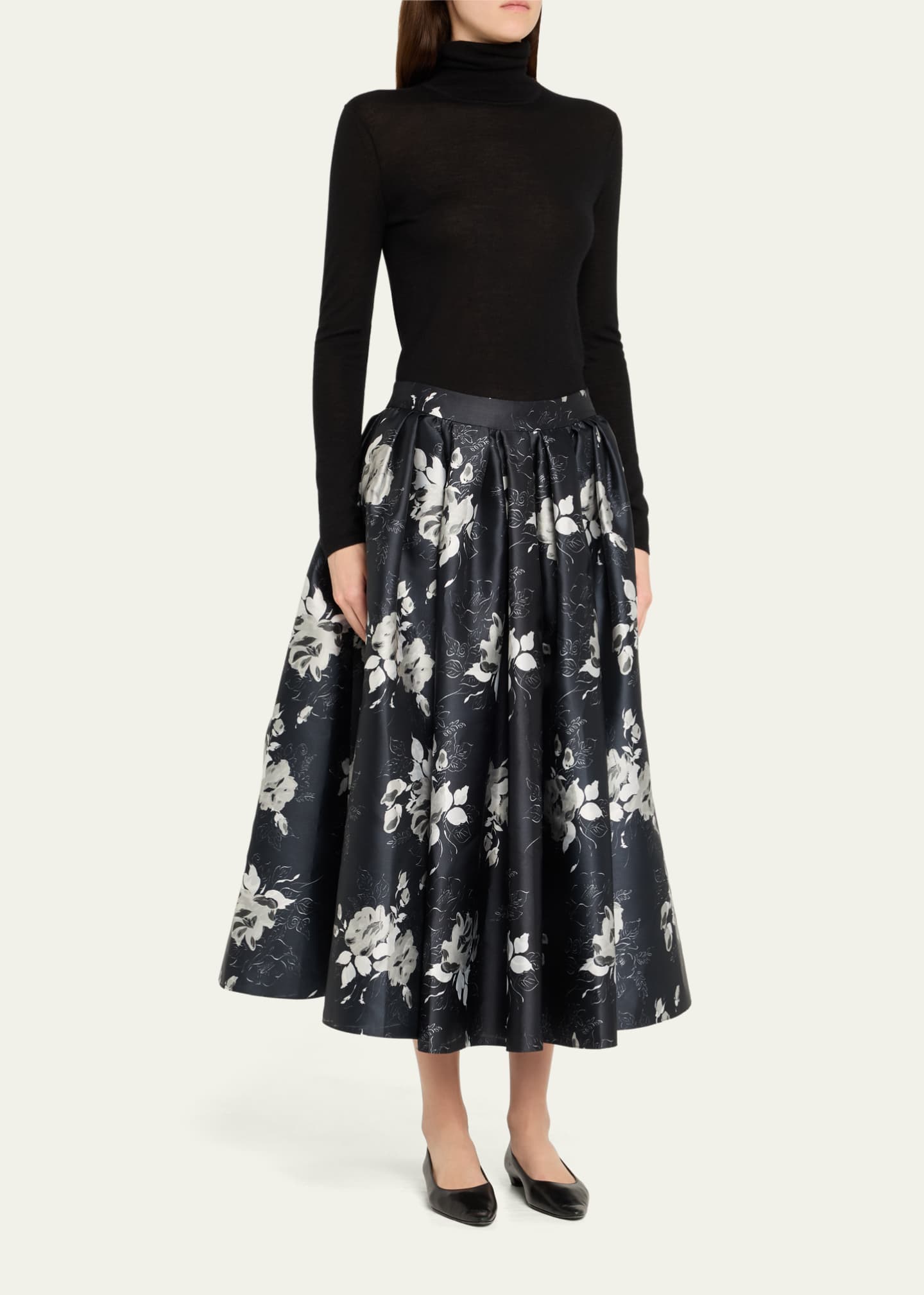 Prabal Gurung Floral Pleated Full Midi Skirt Image 4 of 5