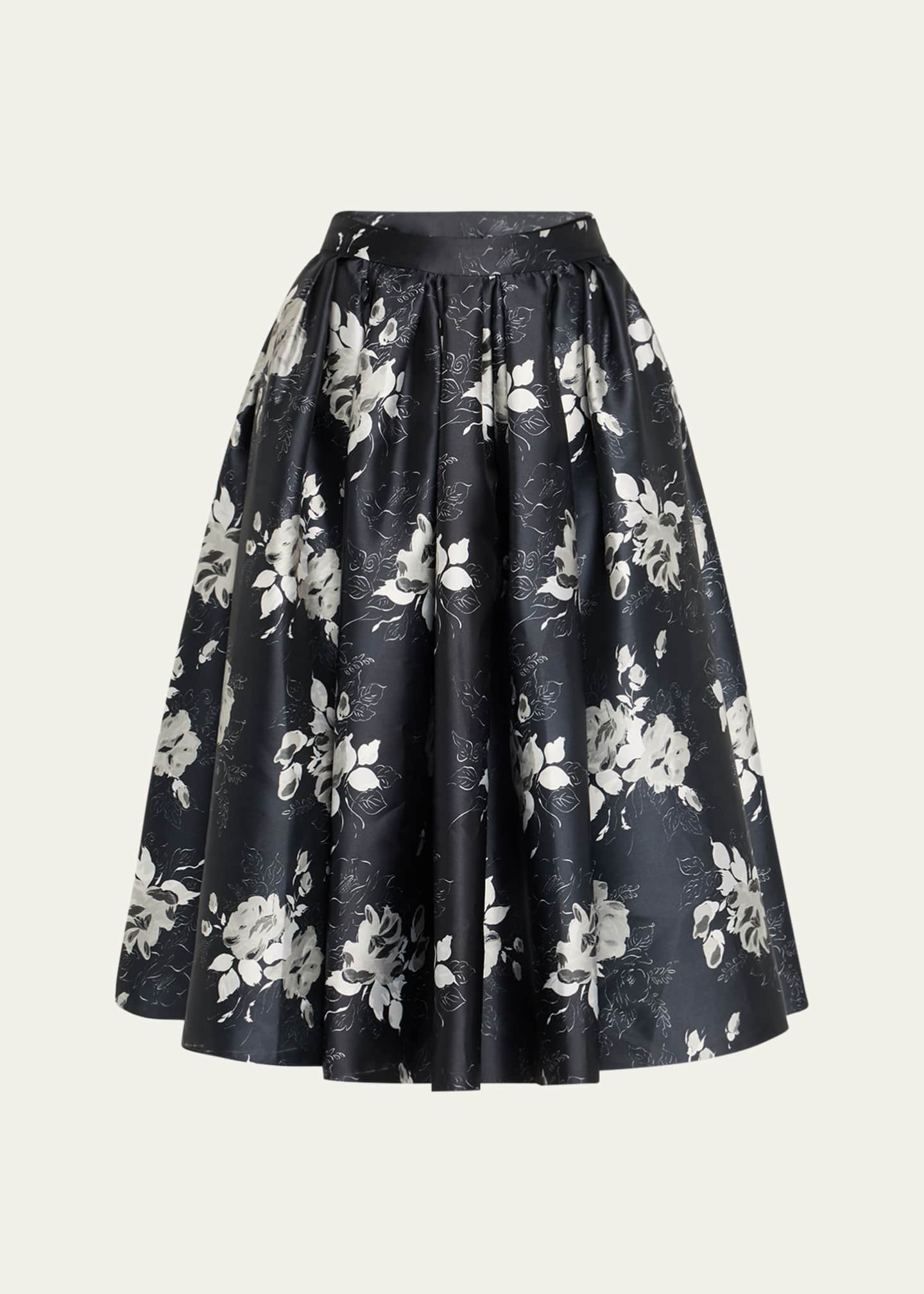 Prabal Gurung Floral Pleated Full Midi Skirt Image 1 of 5