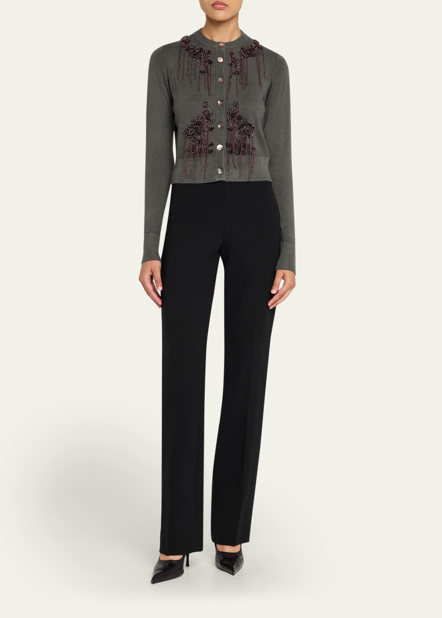 Prabal Gurung Embroidered Button-Front Cardigan Image 2 of 5