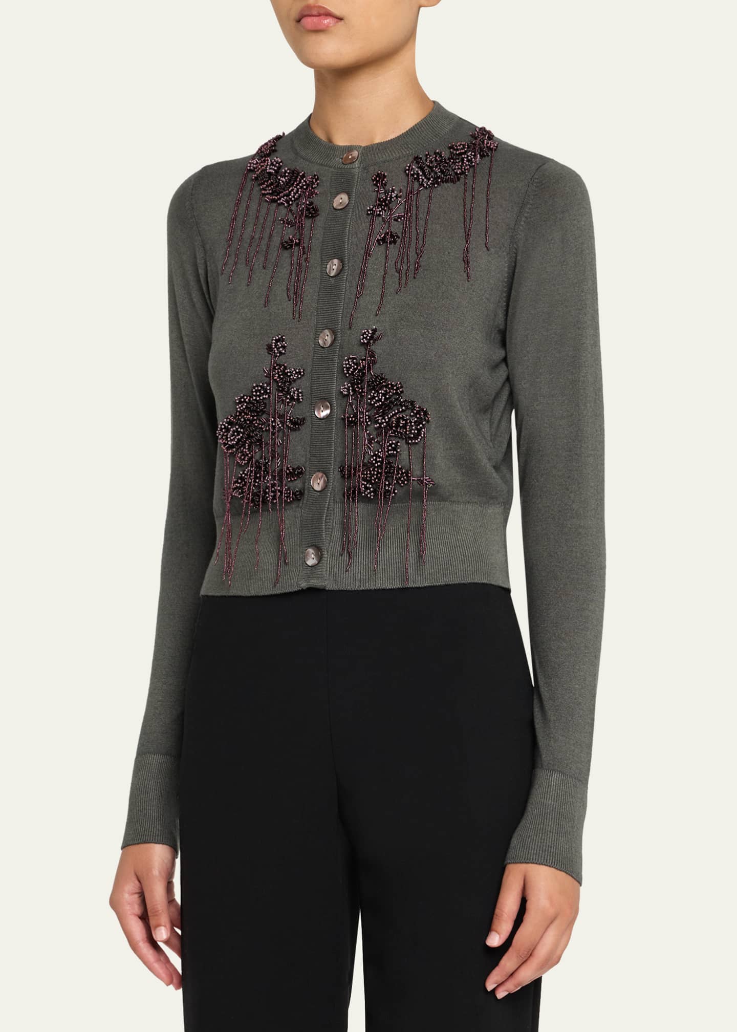 Prabal Gurung Embroidered Button-Front Cardigan Image 4 of 5