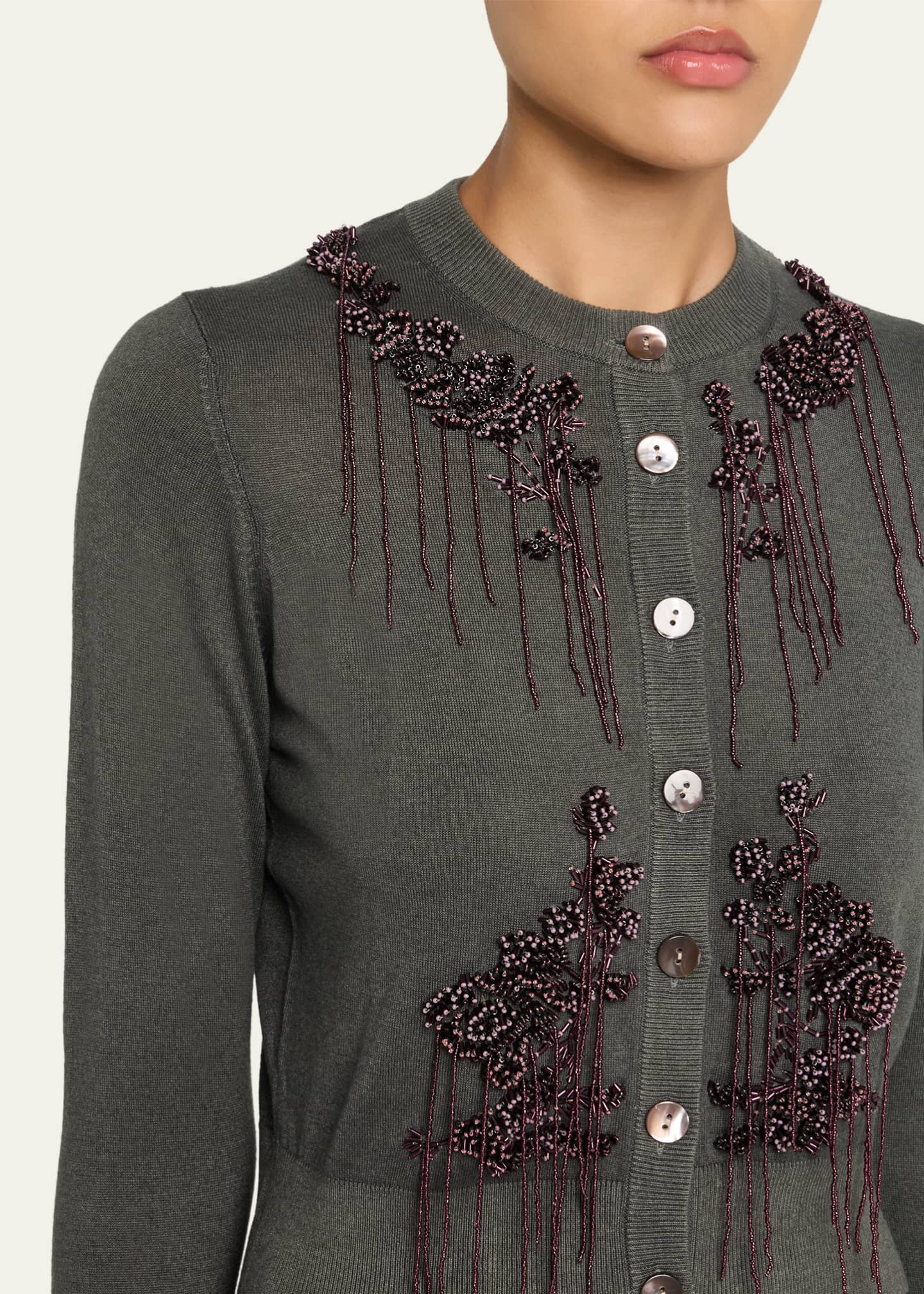 Prabal Gurung Embroidered Button-Front Cardigan Image 5 of 5