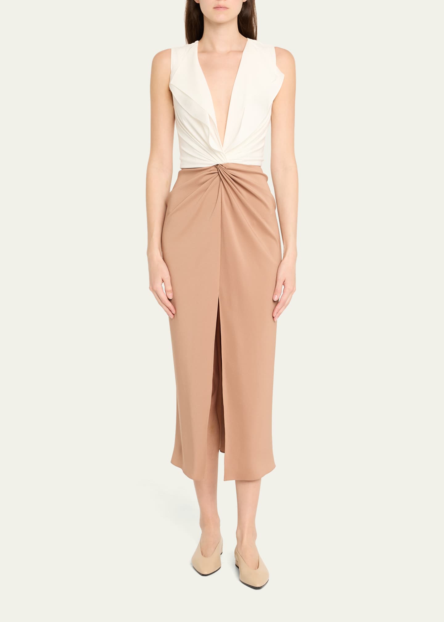 Prabal Gurung Lili Bi-Color Twist Midi Dress Image 2 of 5