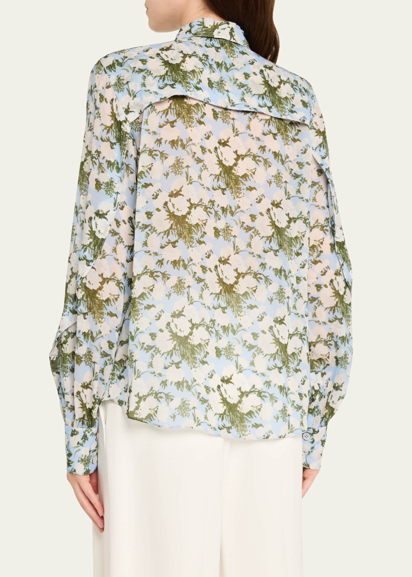 Prabal Gurung Floral Tie-Neck Blouse Image 3 of 5