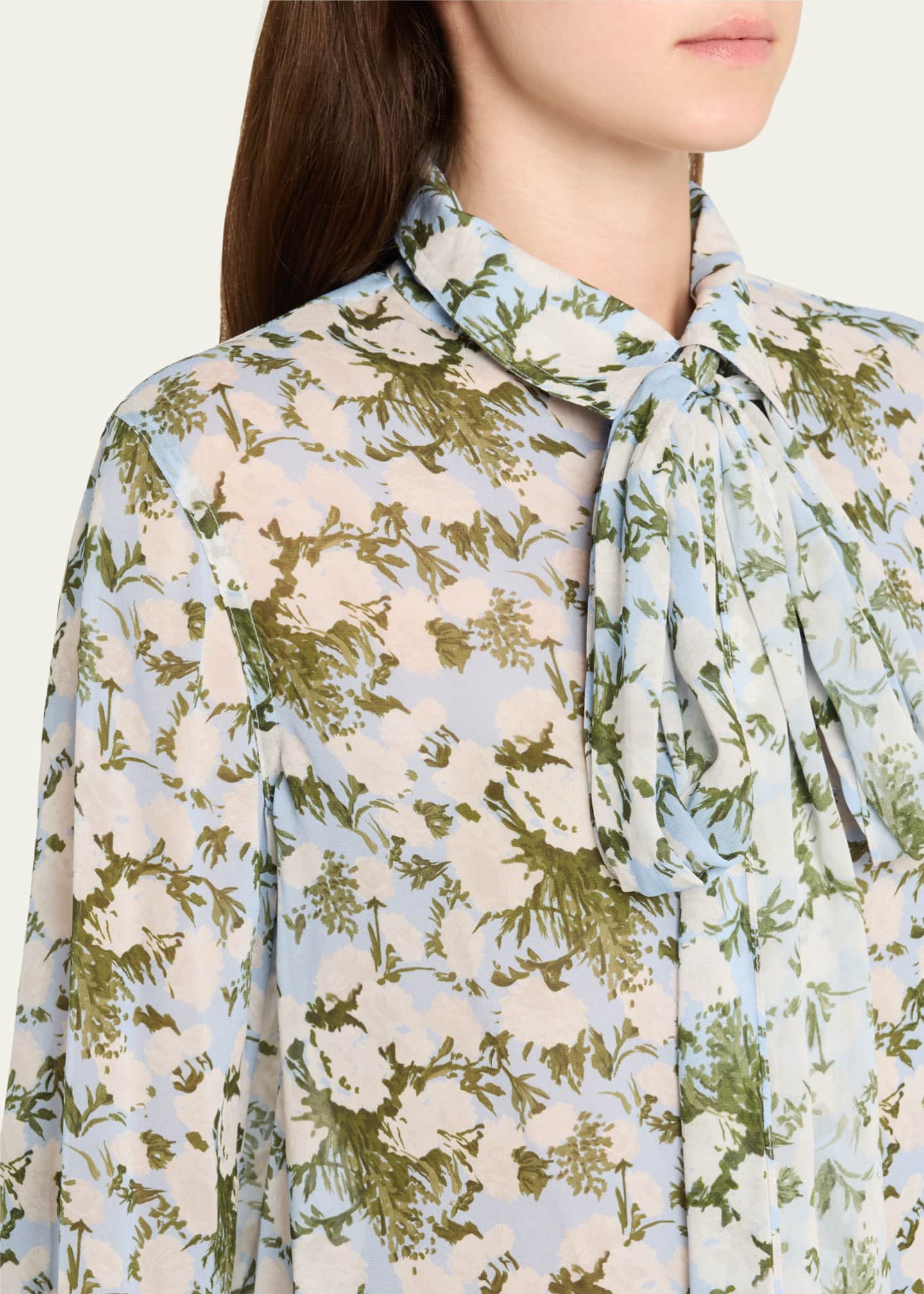Prabal Gurung Floral Tie-Neck Blouse Image 5 of 5