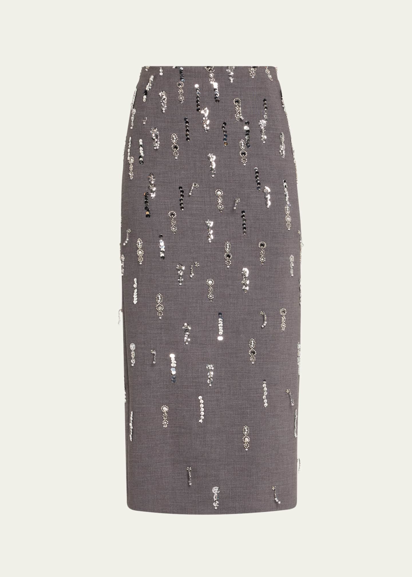 Prabal Gurung Sequin Embroidered Pencil Midi Skirt Image 1 of 5