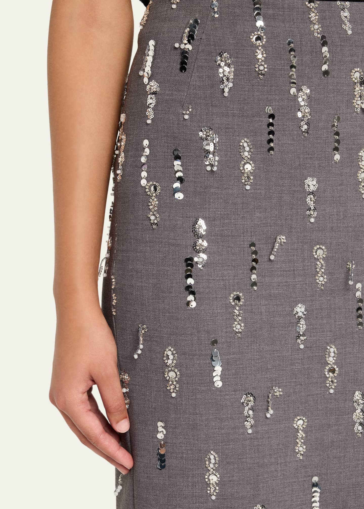 Prabal Gurung Sequin Embroidered Pencil Midi Skirt Image 5 of 5
