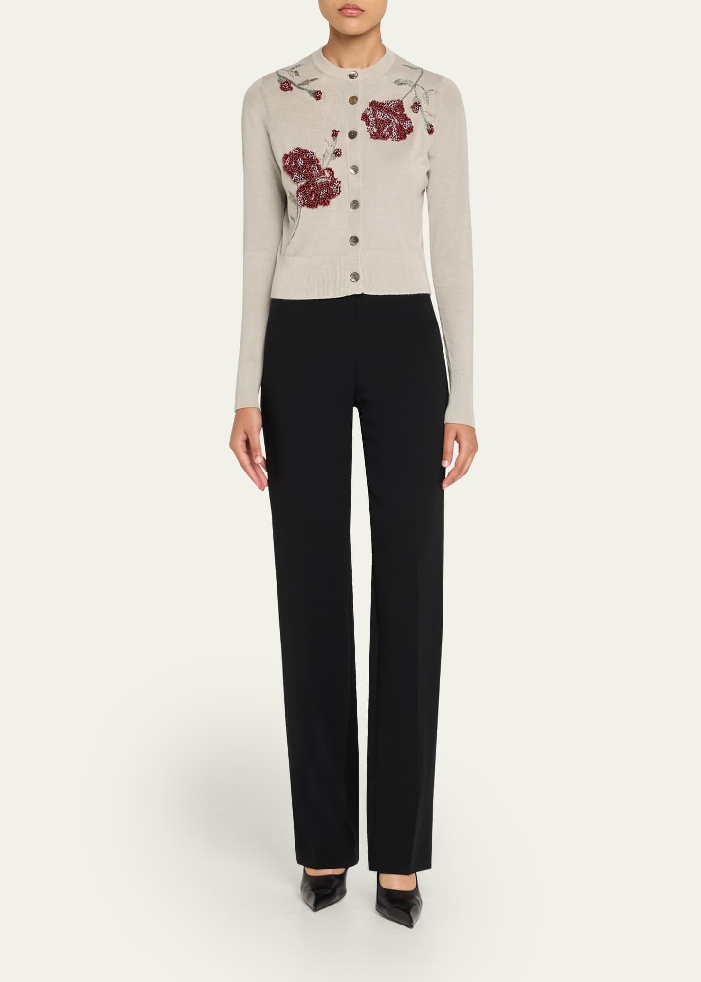 Prabal Gurung Floral Embroidered Cashmere Cardigan Image 2 of 5
