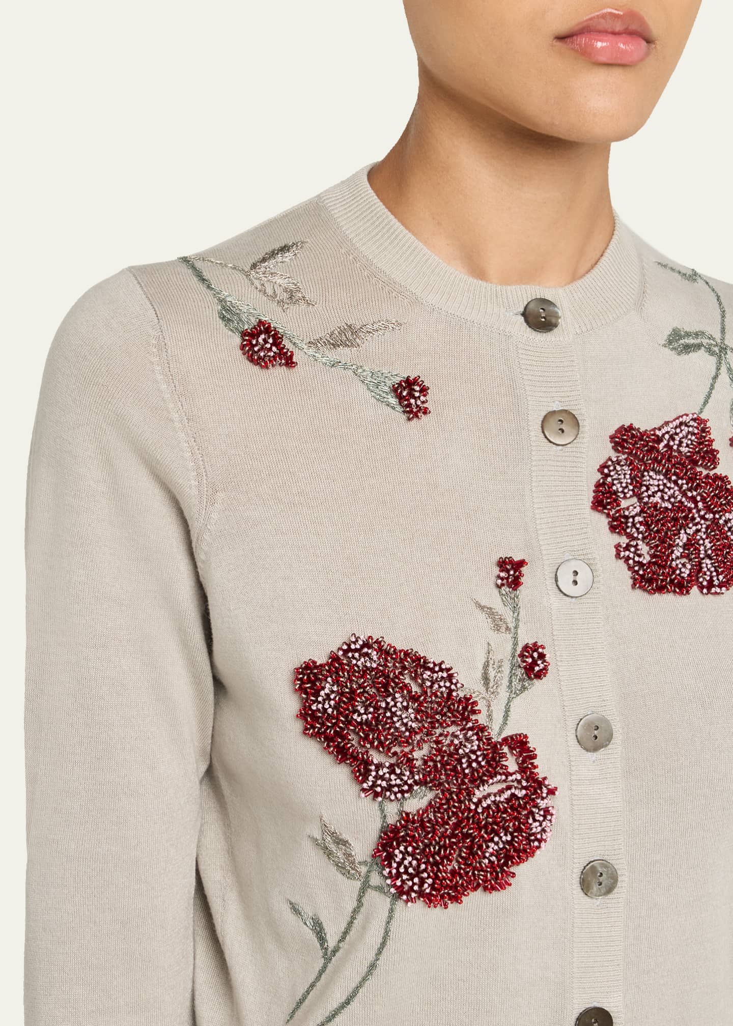Prabal Gurung Floral Embroidered Cashmere Cardigan Image 5 of 5