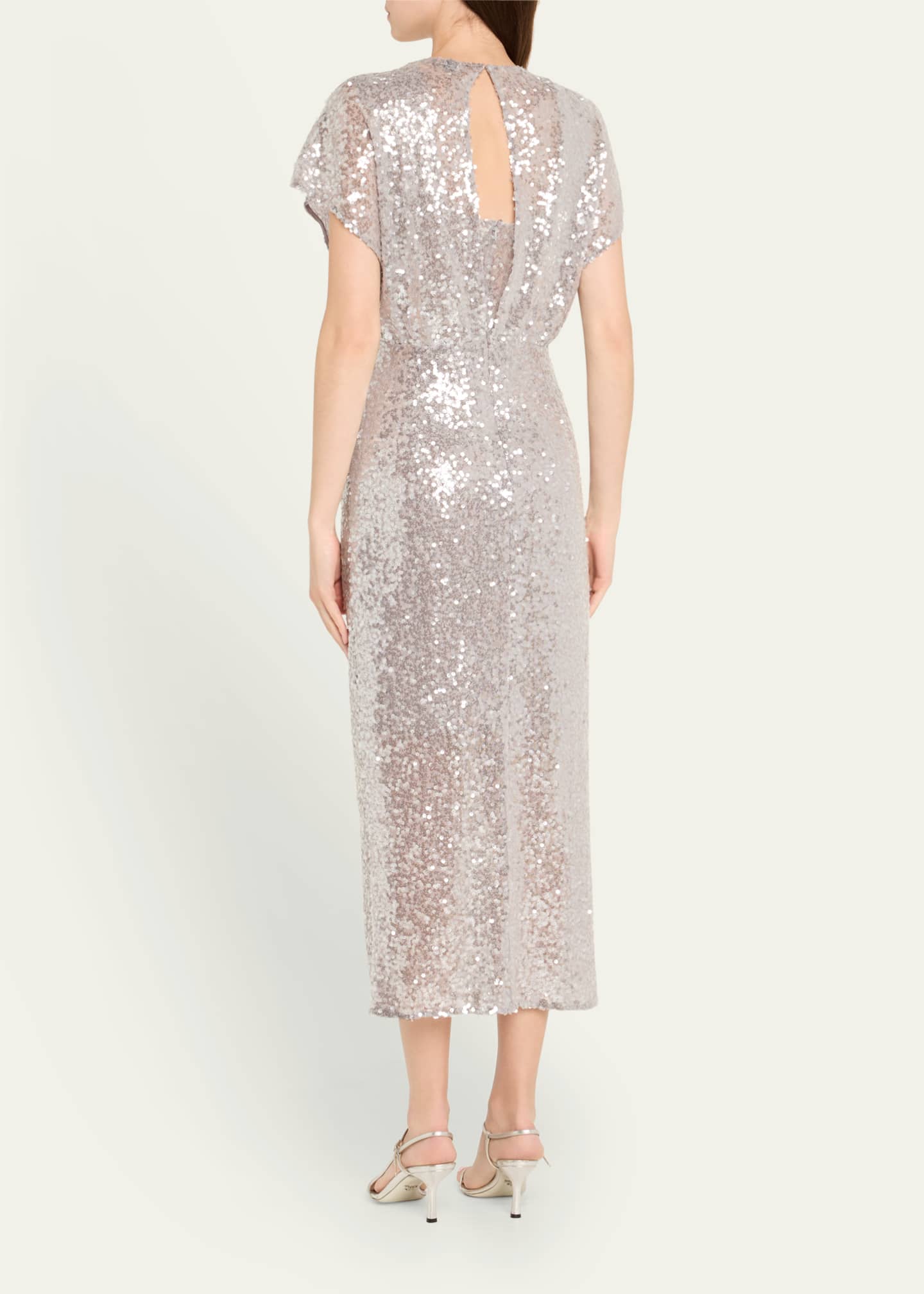 Prabal Gurung Sequined Twist-Front Midi Dress Image 3 of 5