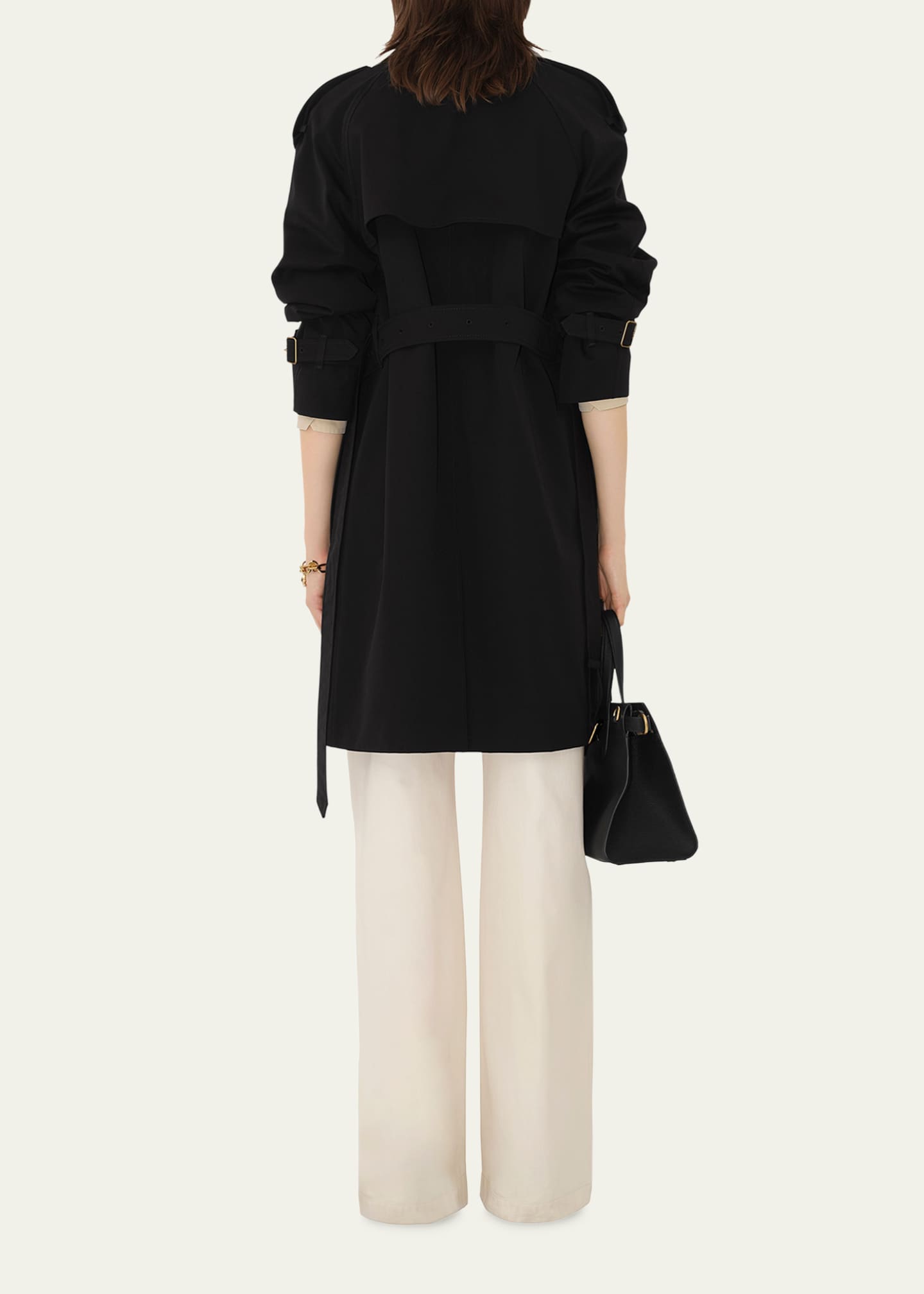 Burberry Castleford Check-Collar Belted Short Trench Coat