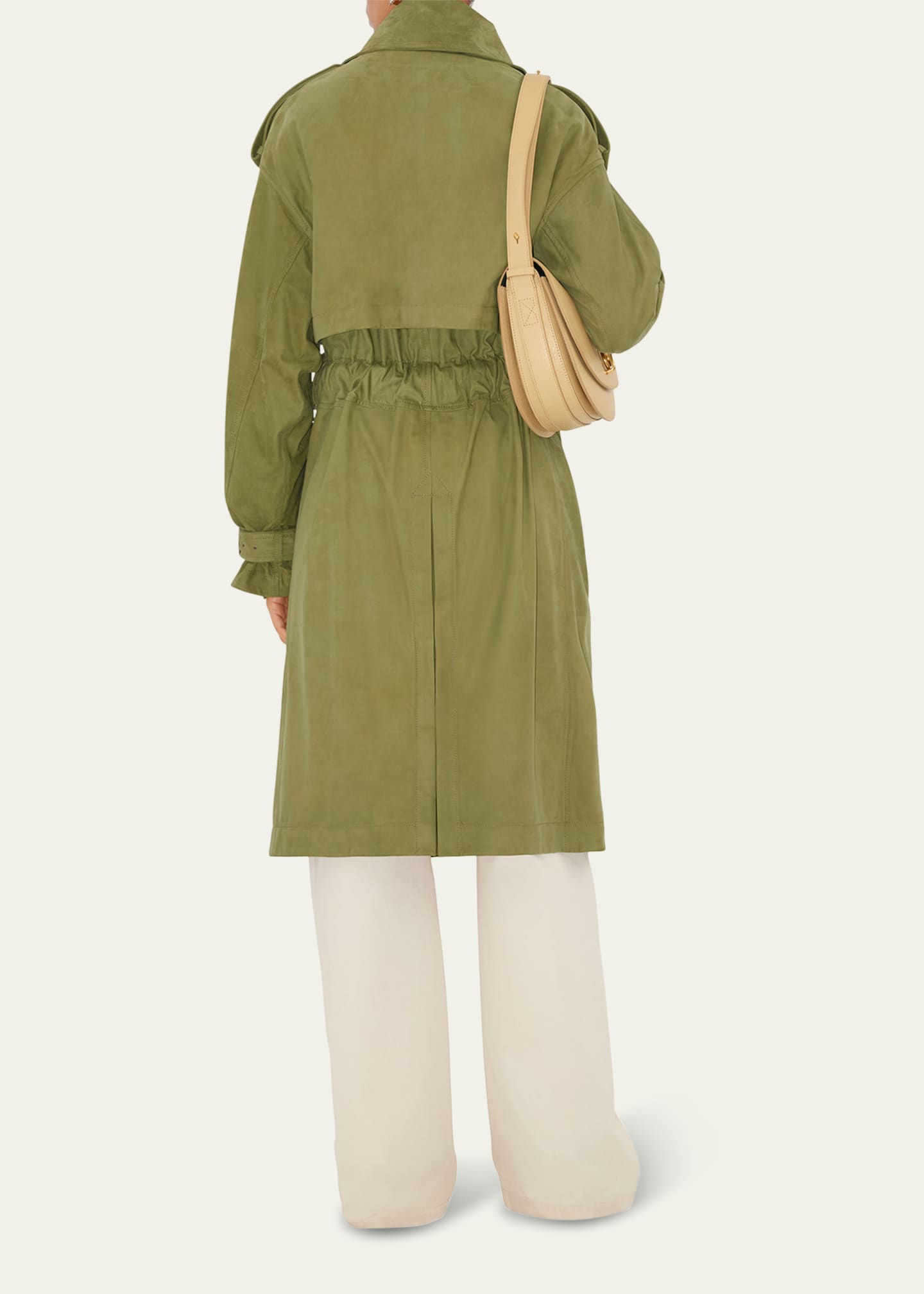 Burberry Double-Breasted Suede Trench Coat Image 3 of 4