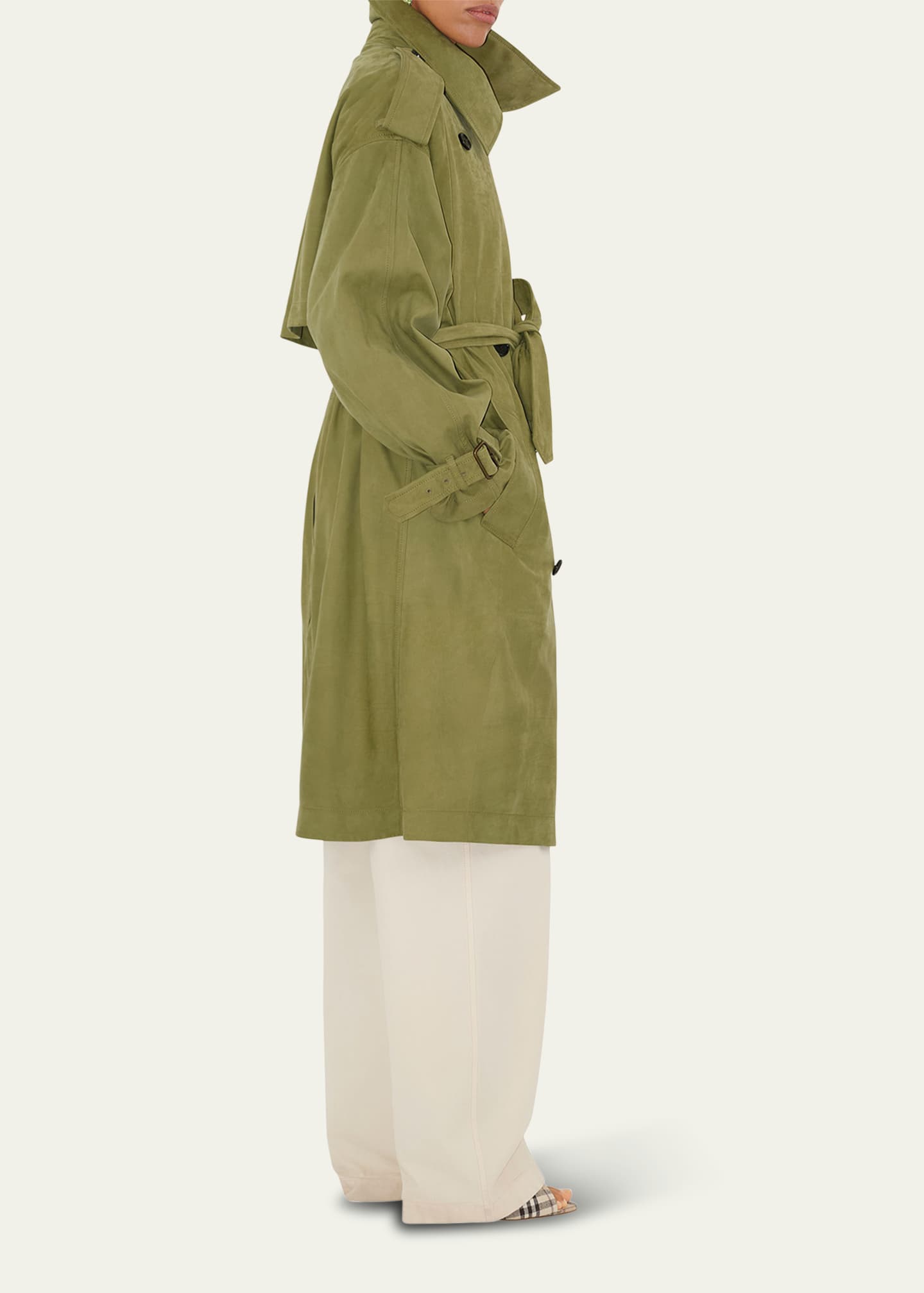 Burberry Double-Breasted Suede Trench Coat Image 4 of 4