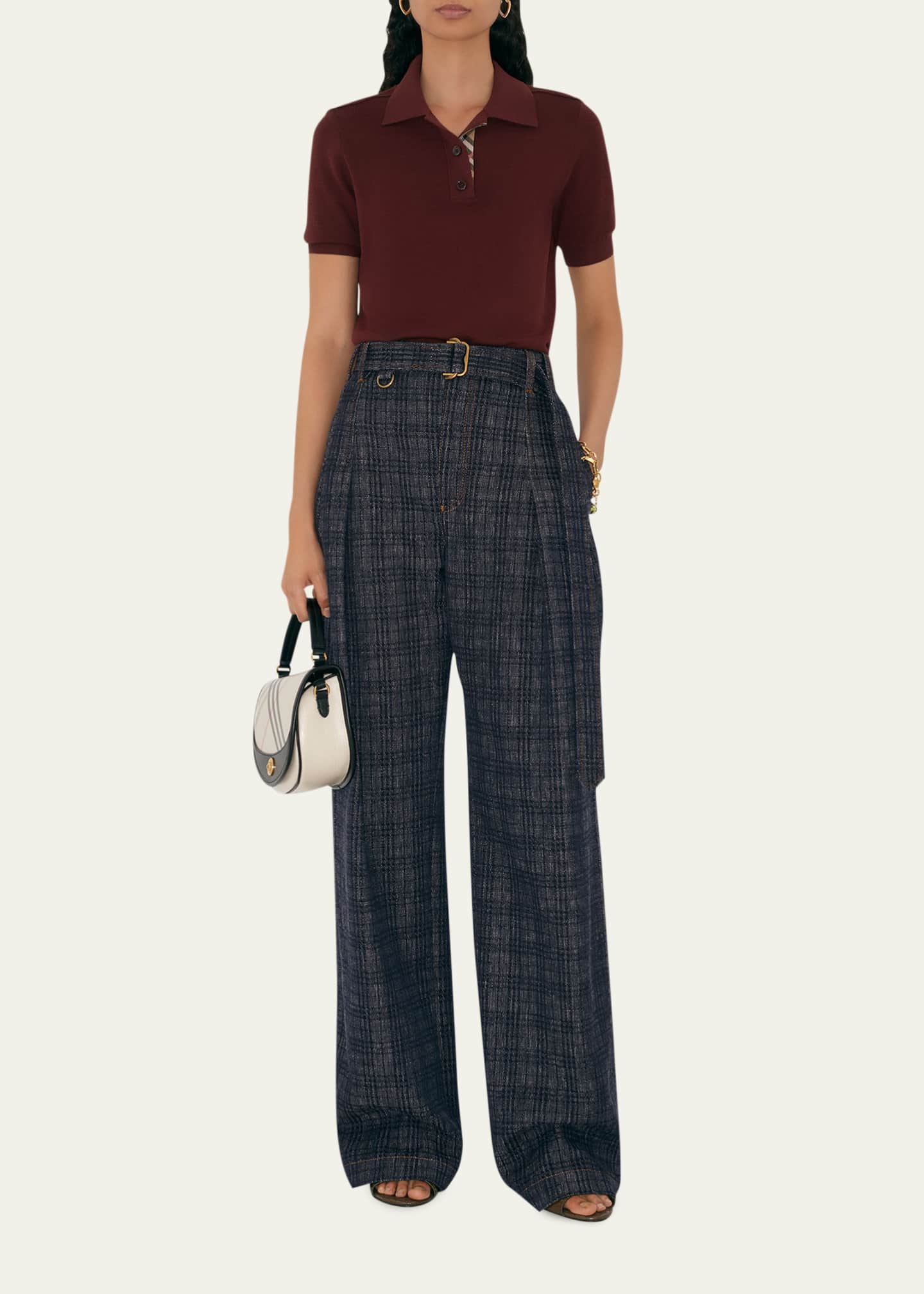 Burberry Short-Sleeve Knit Polo Shirt Image 2 of 4