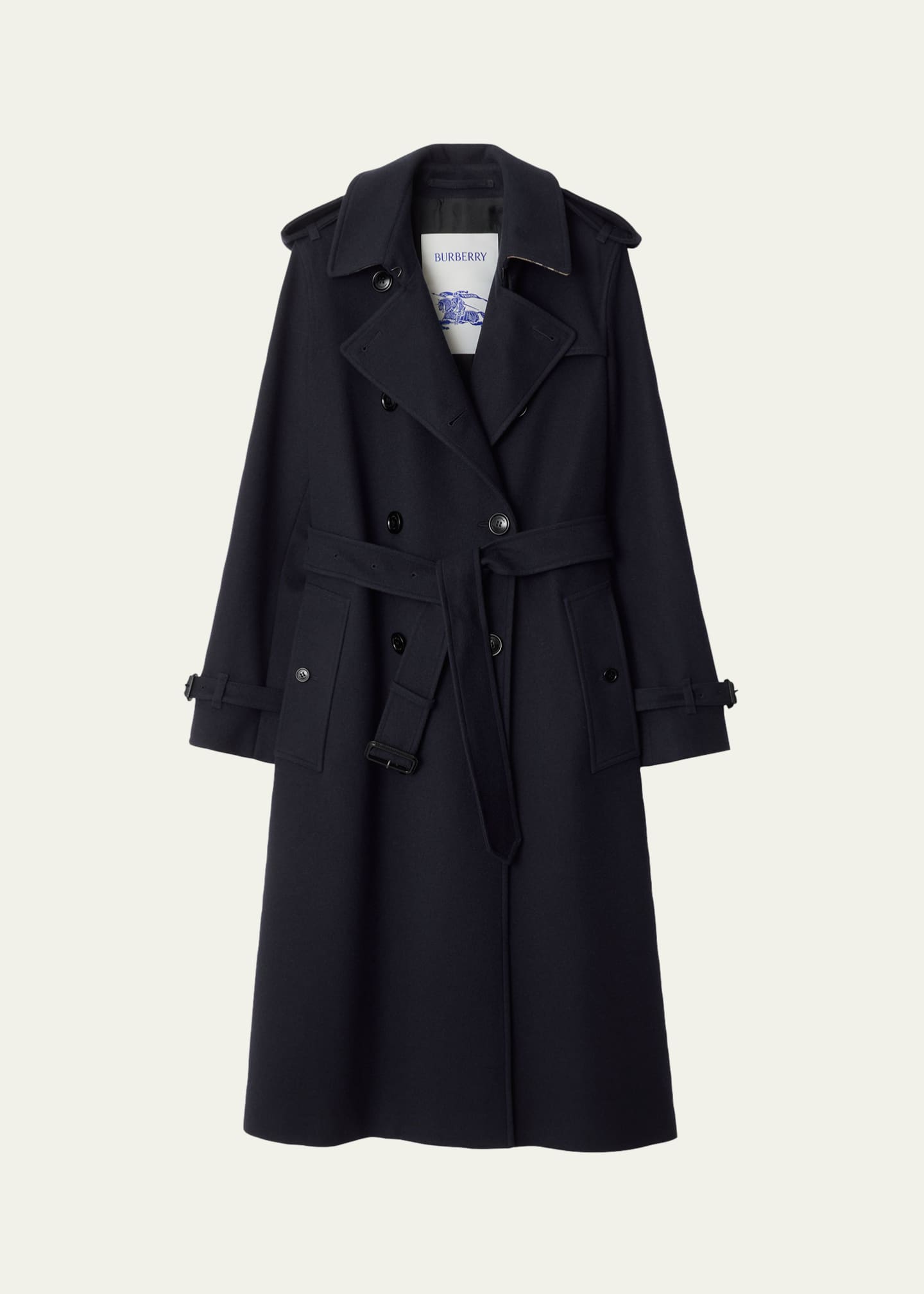 Burberry Kensington Belted Cashmere-Wool Double-Breasted Trench