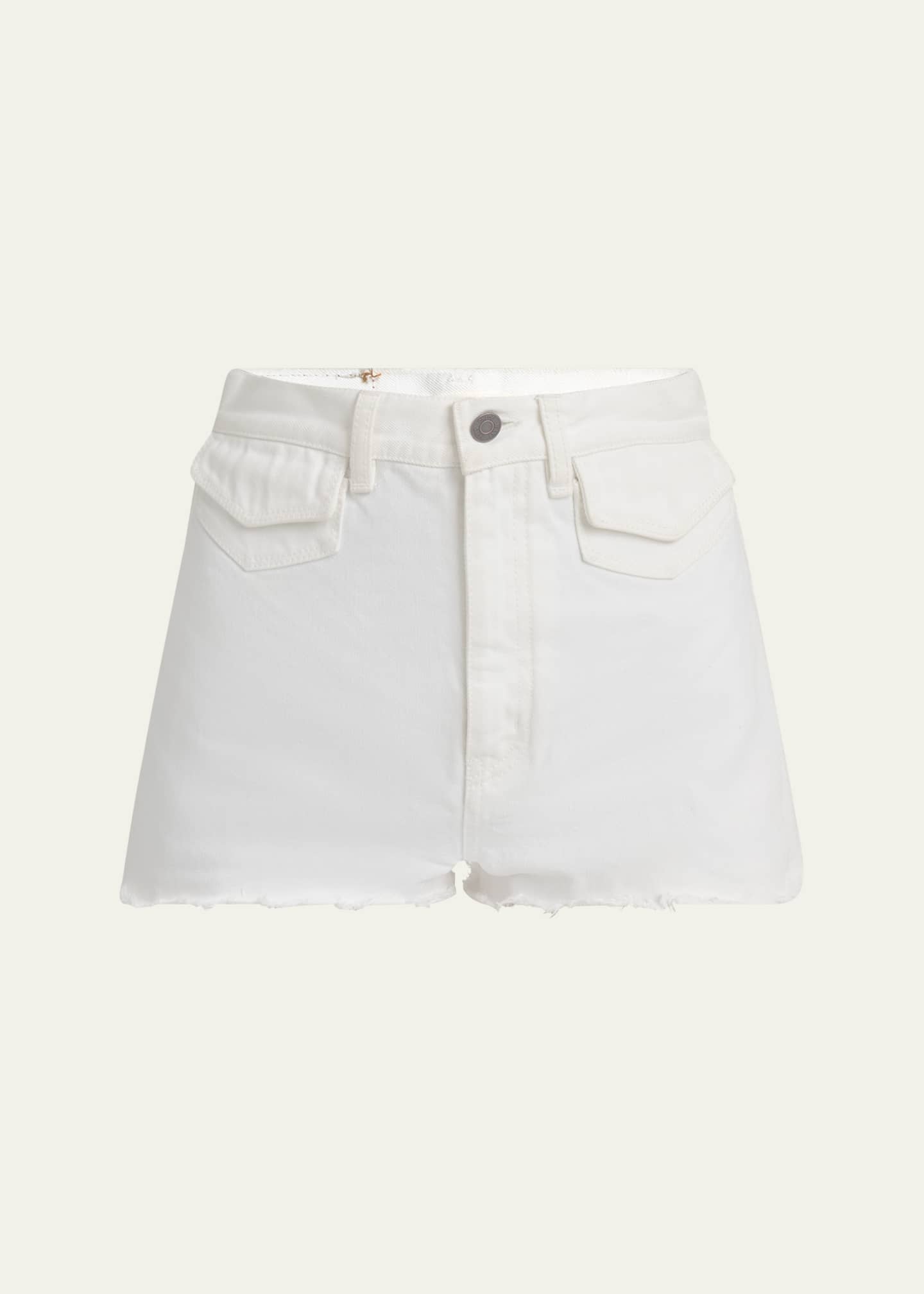 Chloe Frayed-Hem Cotton Denim Shorts Image 1 of 5