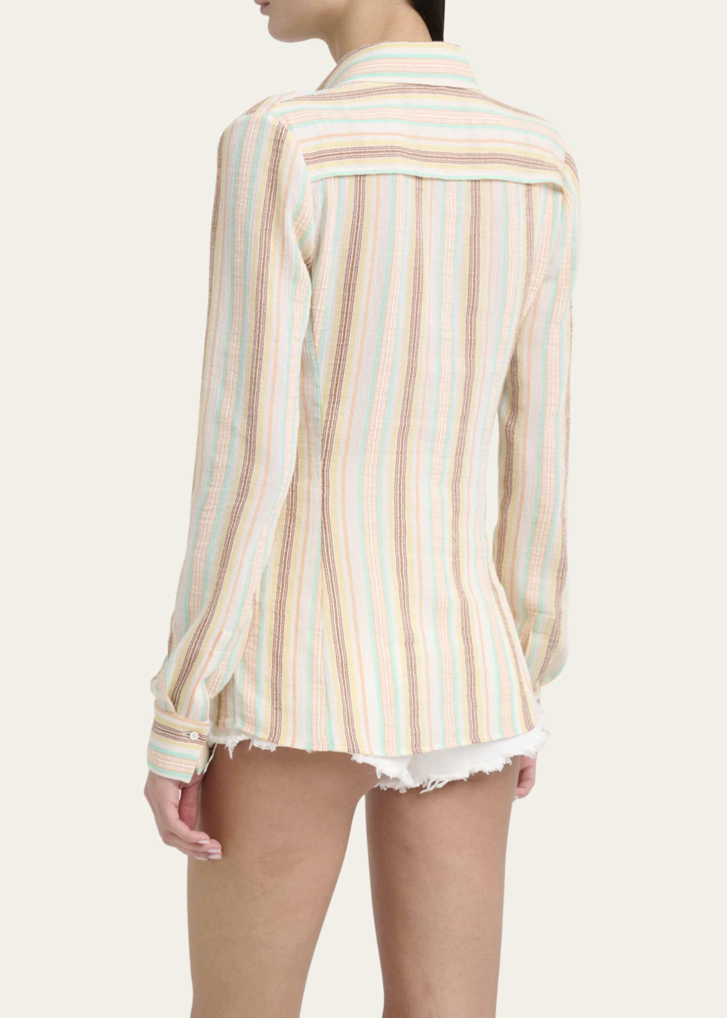 Krizia Crumpled Cotton Button Down Collared Blouse main image 1