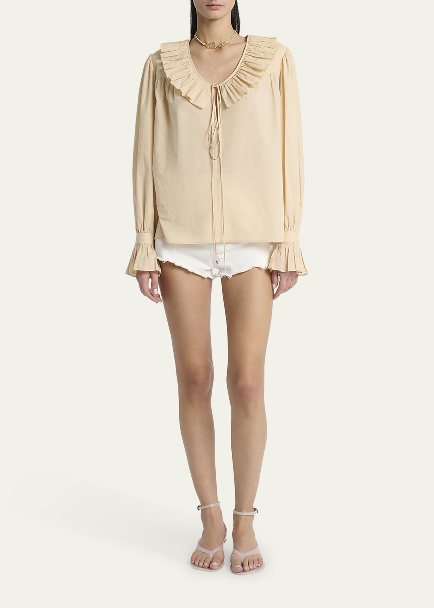 Chloe Ruffle Cotton Voile Blouse Image 2 of 5