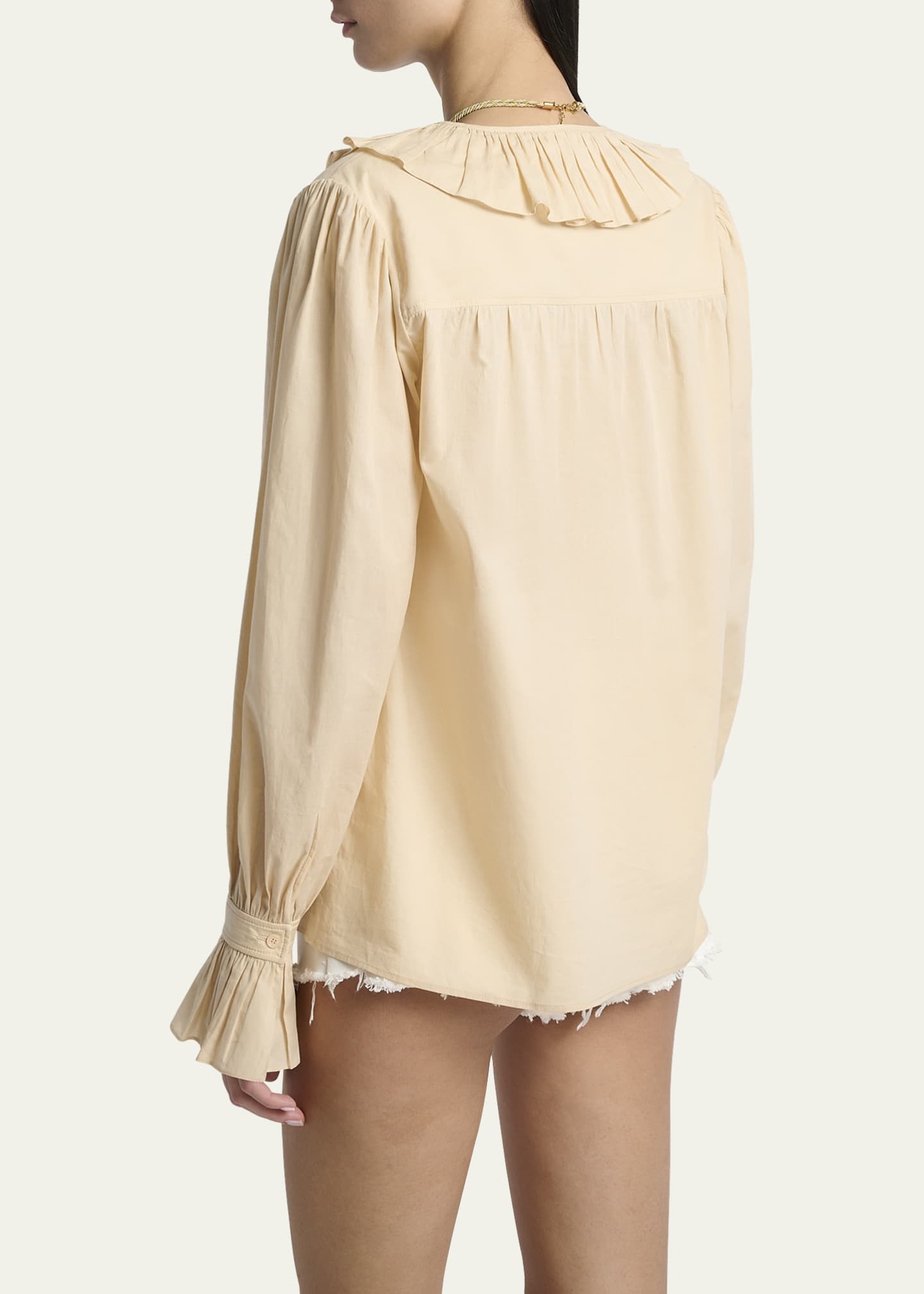 Chloe Ruffle Cotton Voile Blouse Image 3 of 5