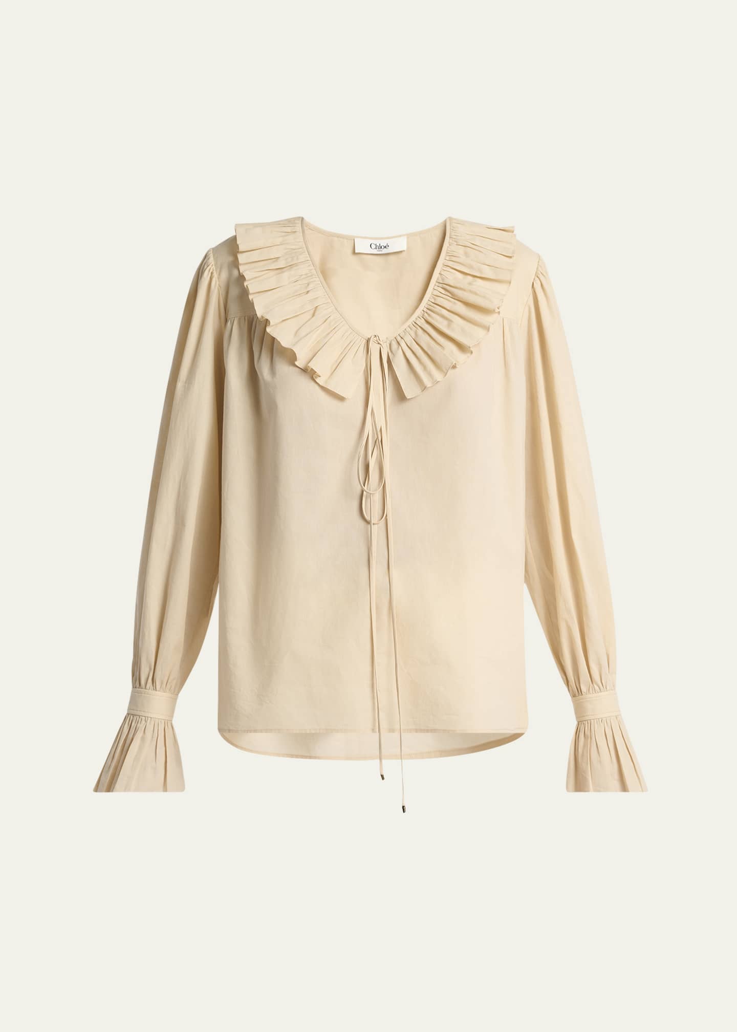 Chloe Ruffle Cotton Voile Blouse Image 1 of 5