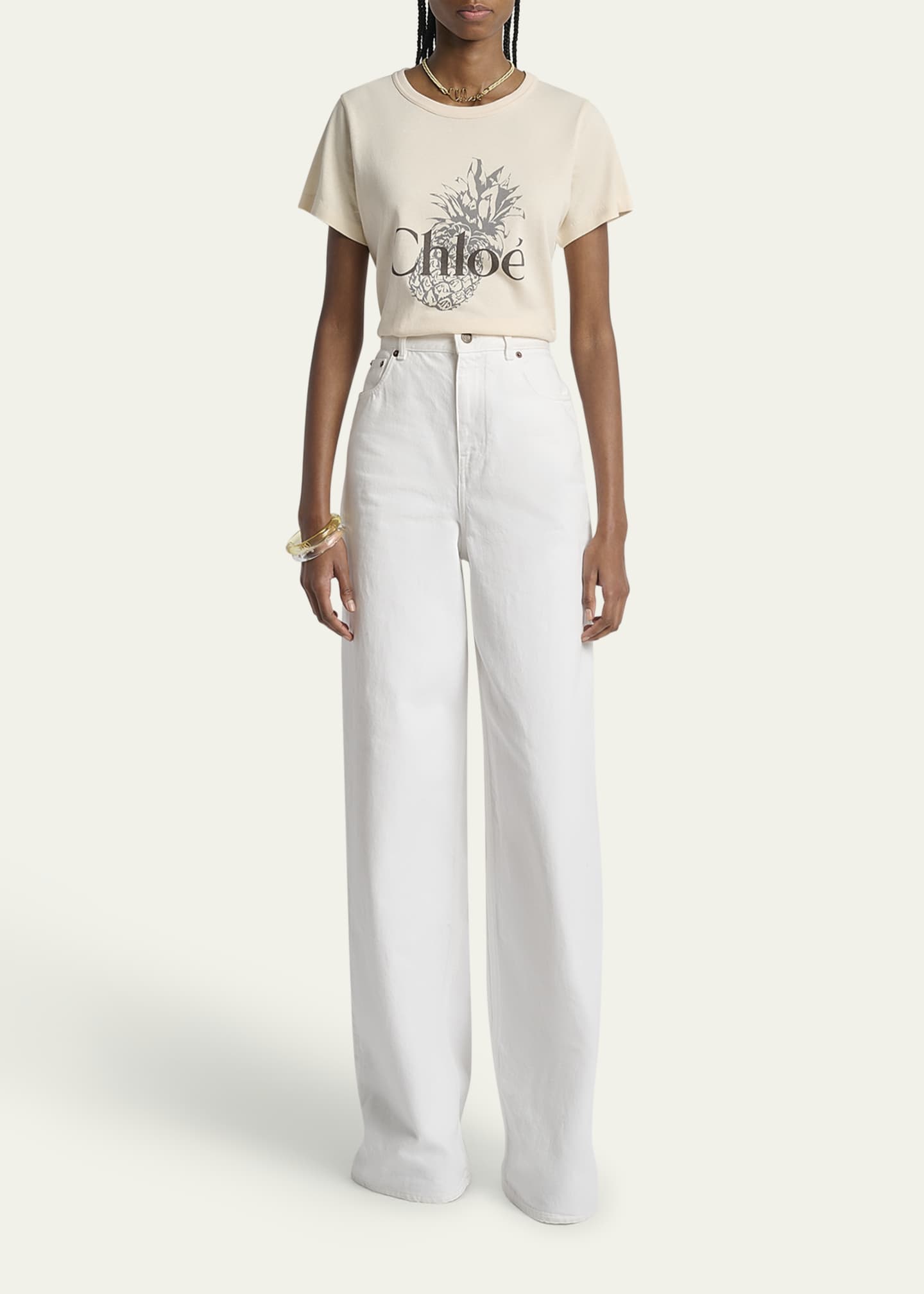 Chloe Pineapple Logo Cotton Jersey Tee Image 2 of 5