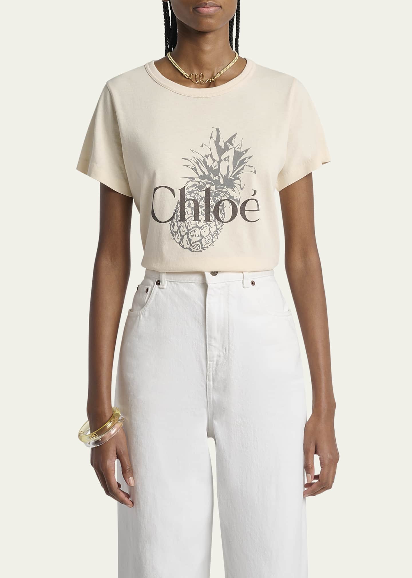 Chloe Pineapple Logo Cotton Jersey Tee Image 4 of 5