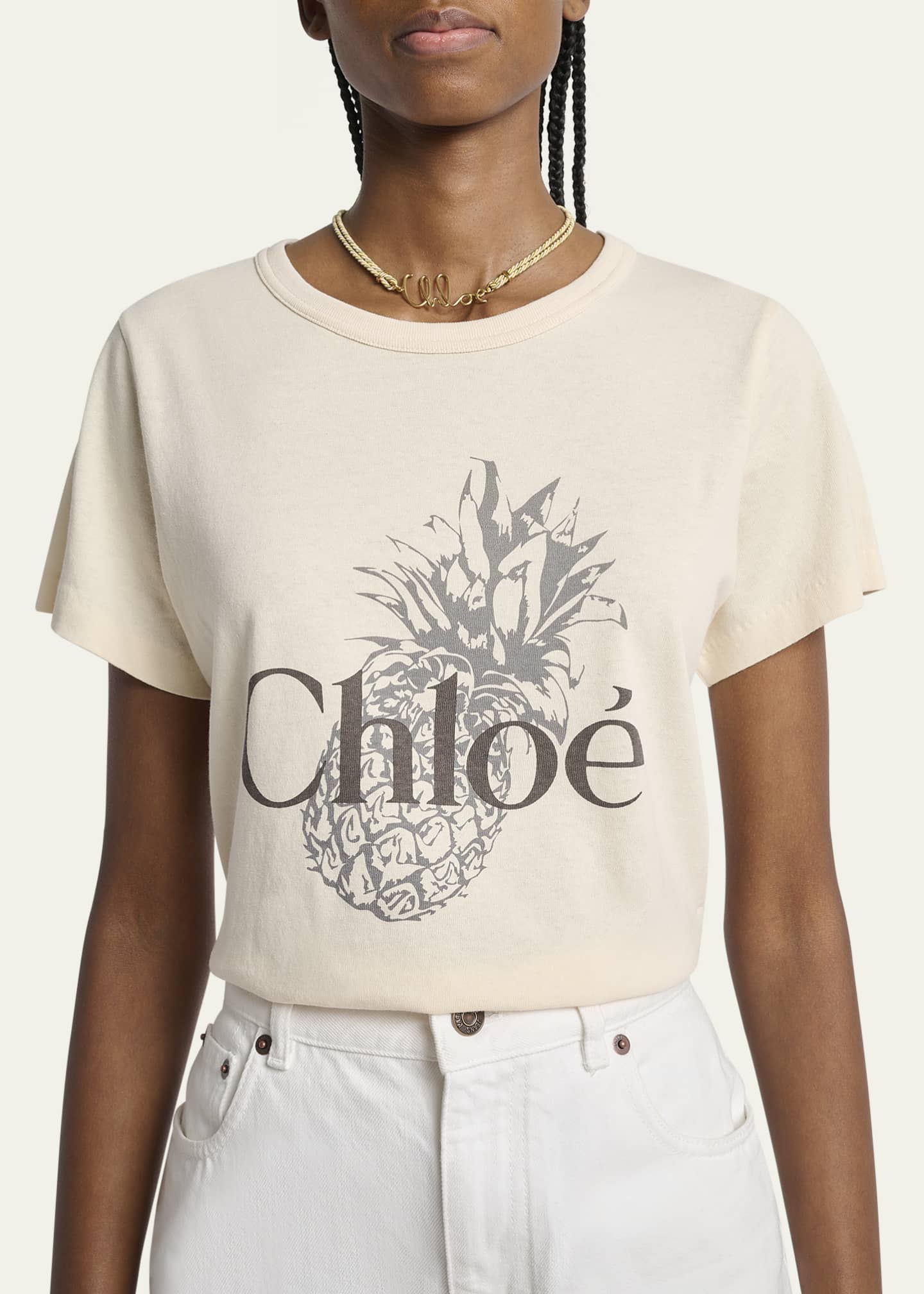 Chloe Pineapple Logo Cotton Jersey Tee Image 5 of 5