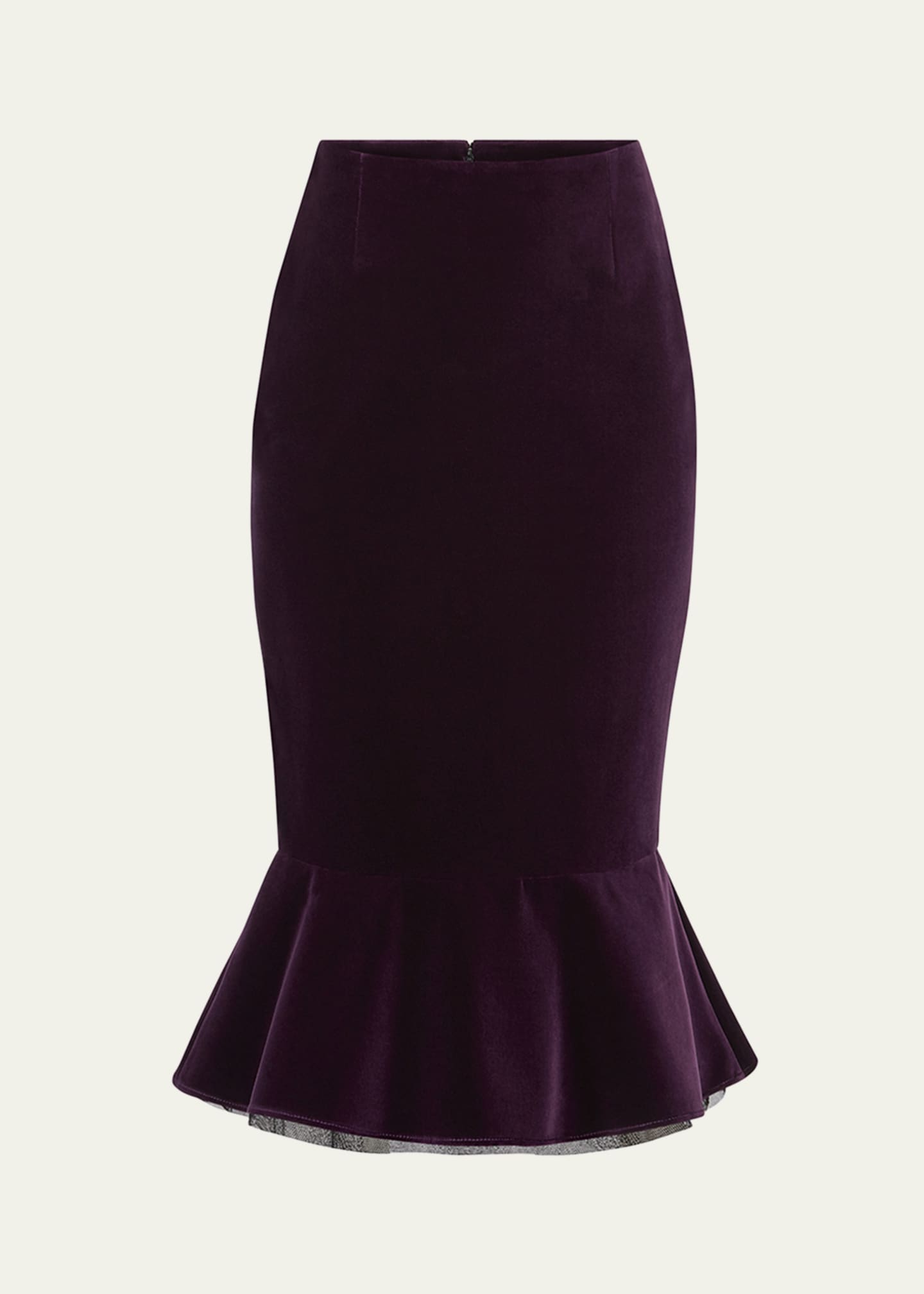 Nina Ricci Velvet Ruffle Midi Skirt