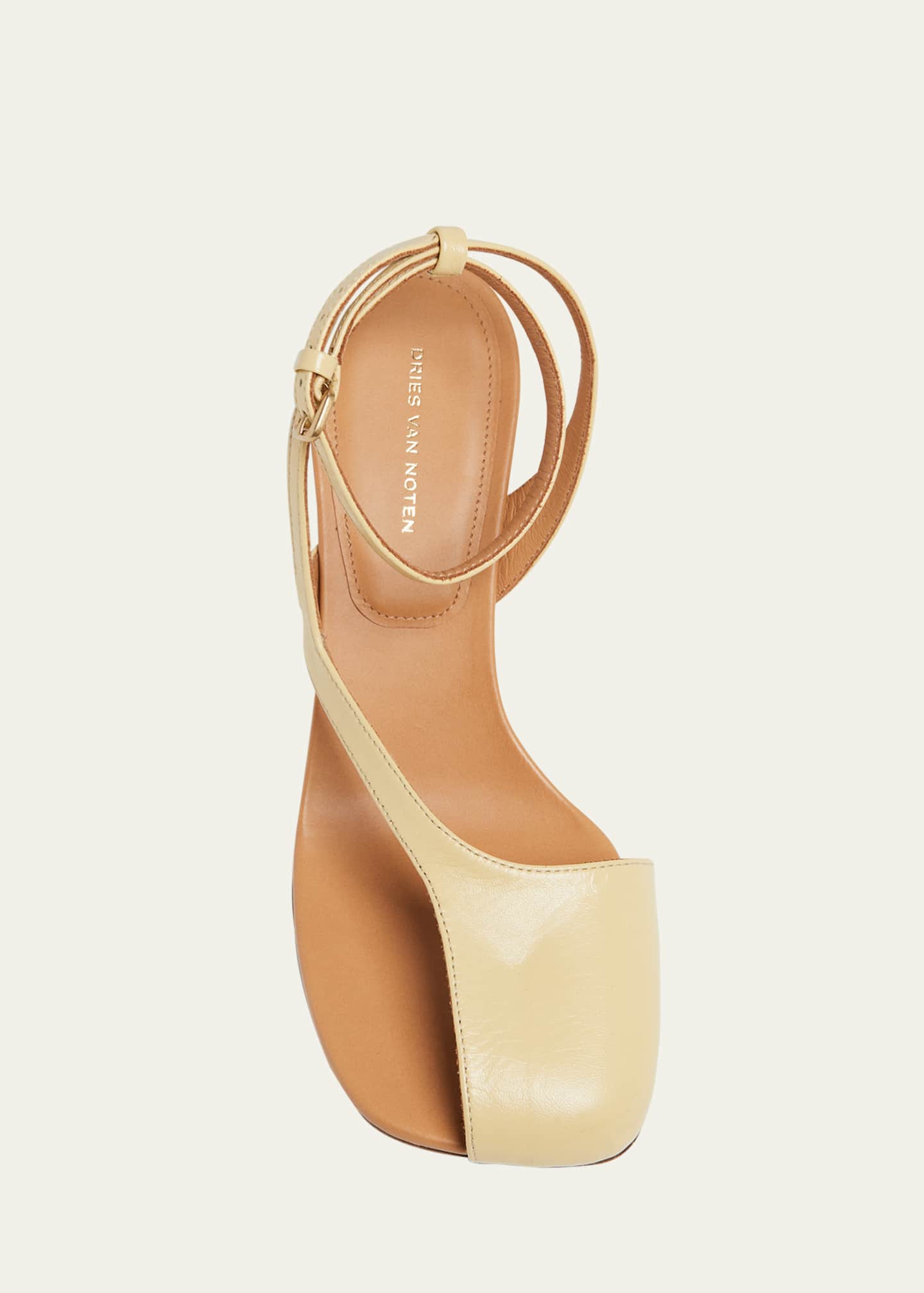 Dries Van Noten Asymmetrical Leather Wedge Sandals