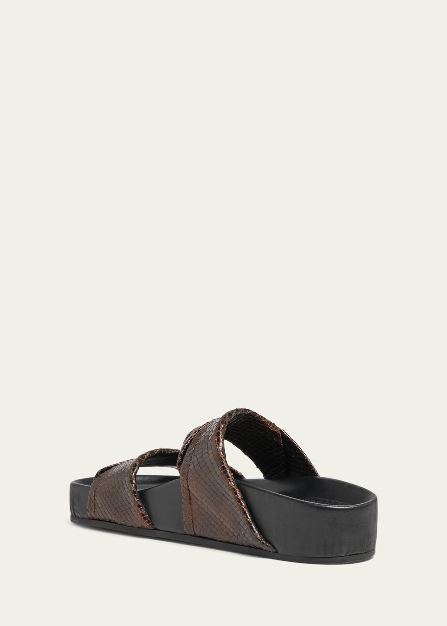 Dries Van Noten Snake-Embossed Leather Platform Slide Sandals