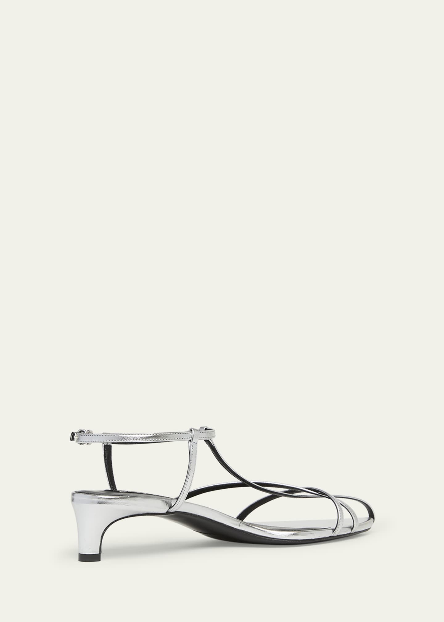 Jil Sander Metallic Kitten T-Strap Sandals Image 2 of 4