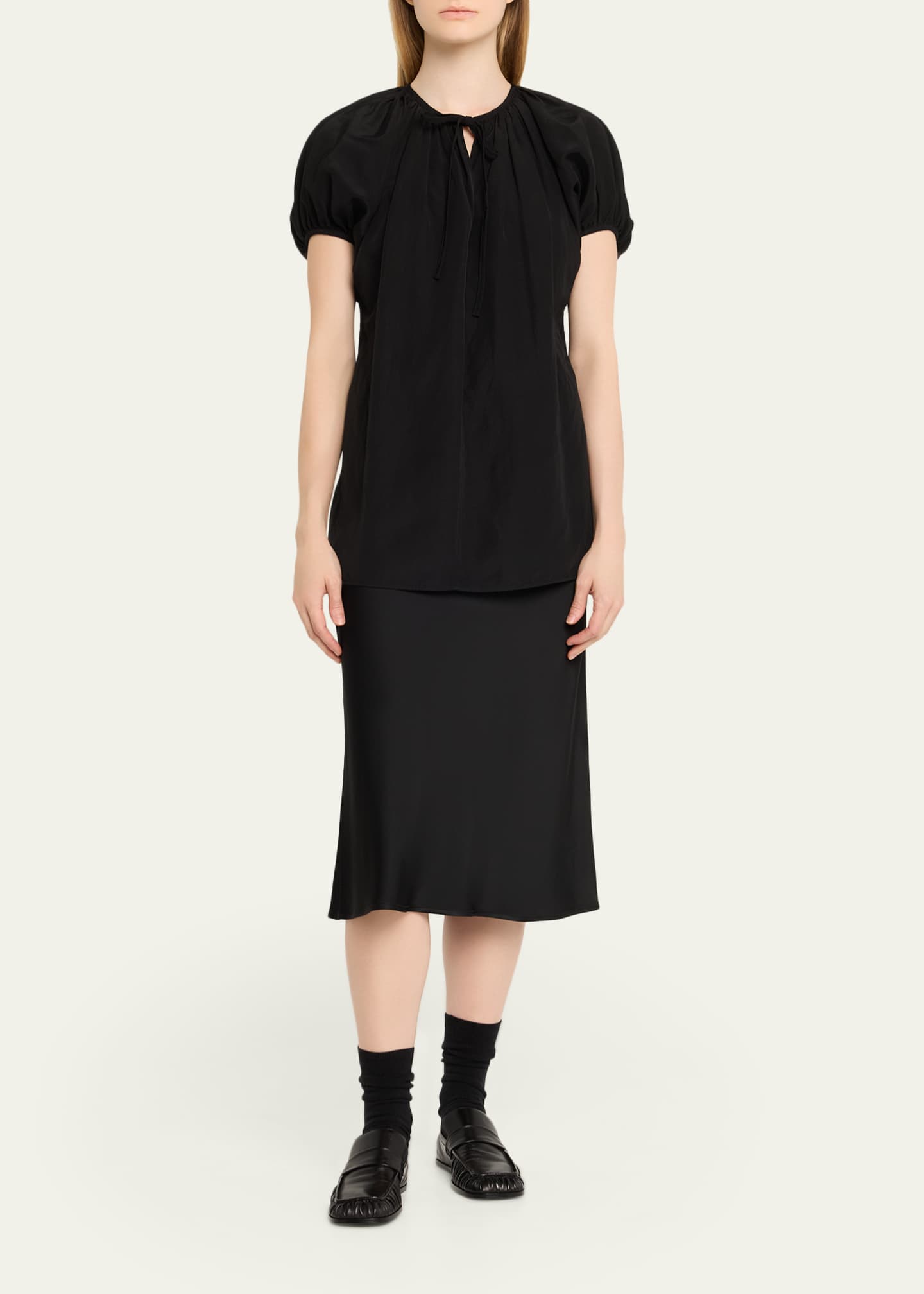 Jil Sander Wrinkled Leather Square-Toe Loafers - Bergdorf