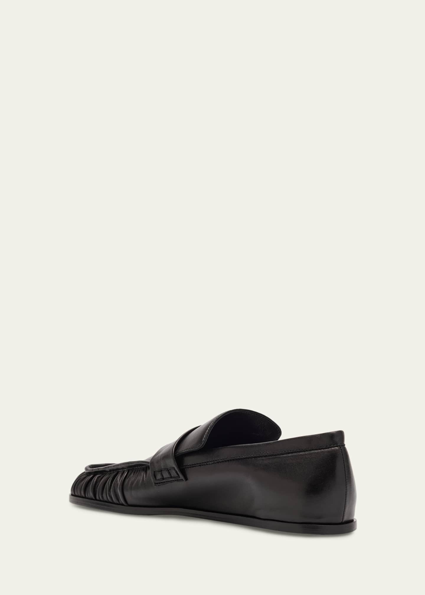 Jil Sander Wrinkled Leather Square-Toe Loafers - Bergdorf