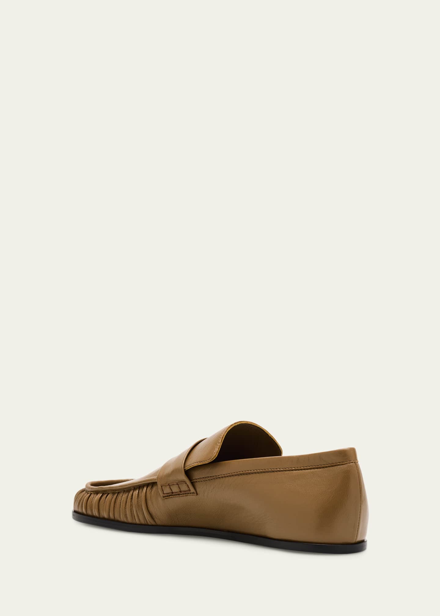 Jil Sander Wrinkled Leather Square-Toe Loafers - Bergdorf Goodman